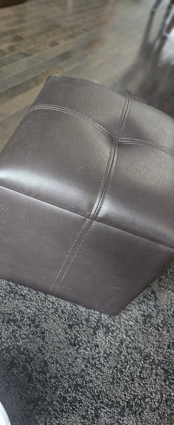 Brown Faux Leather Storage Ottoman - photo 3