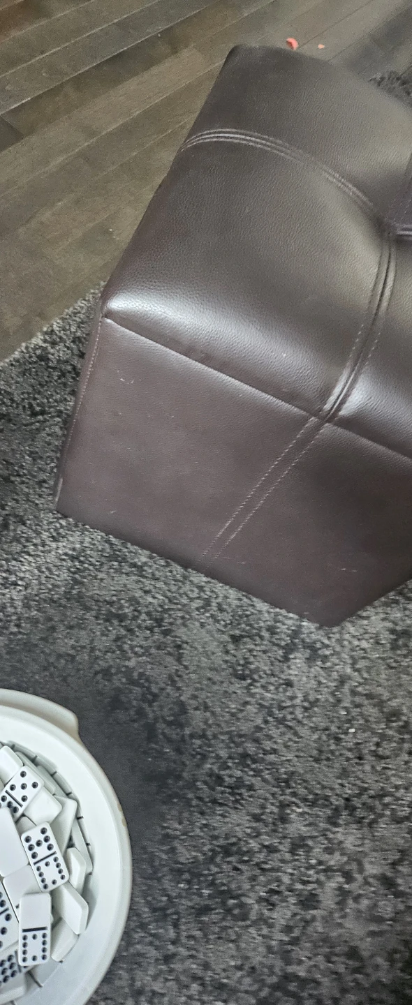 Brown Faux Leather Storage Ottoman - photo 4