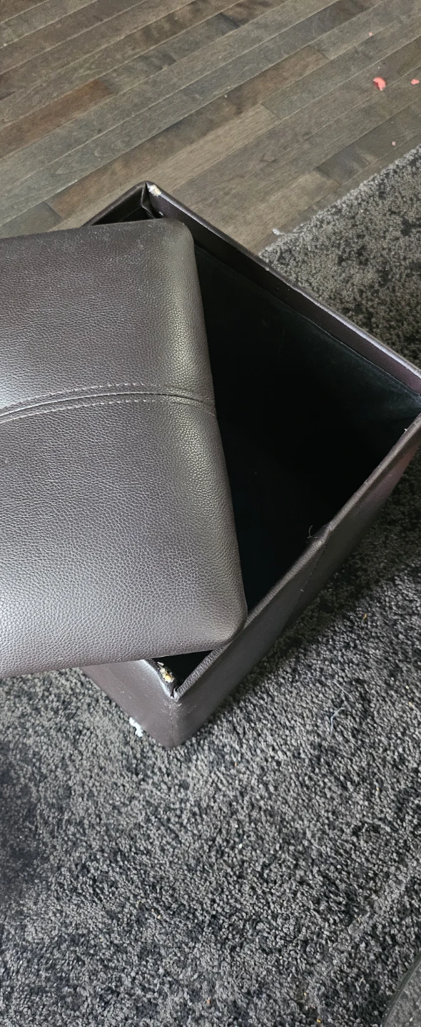 Brown Faux Leather Storage Ottoman - photo 5