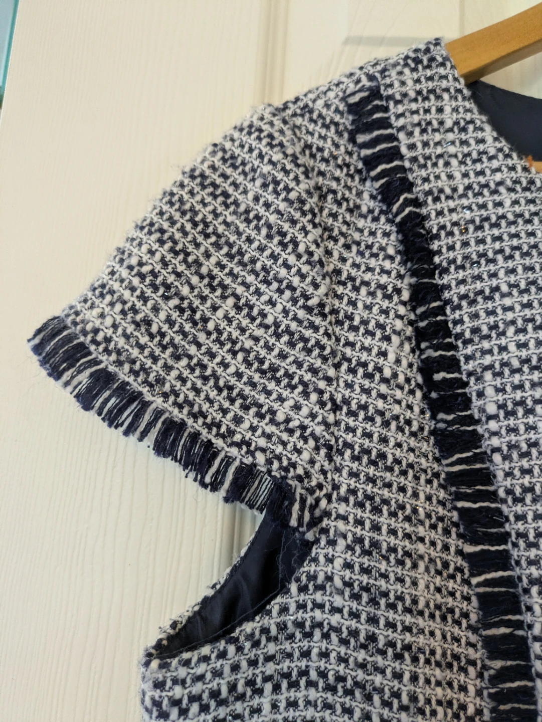 Eliza J Navy & White Tweed Dress - Size 12 - photo 4