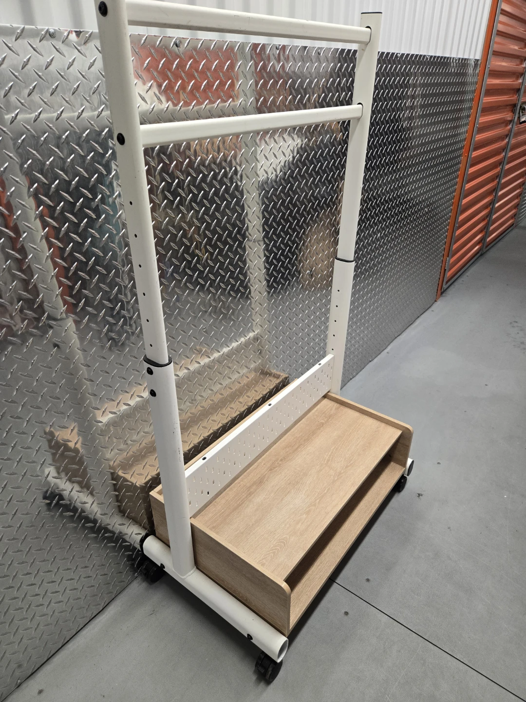 IKEA MITTZON Rolling Clothes Garment Rack with Wood Shelf - photo 3