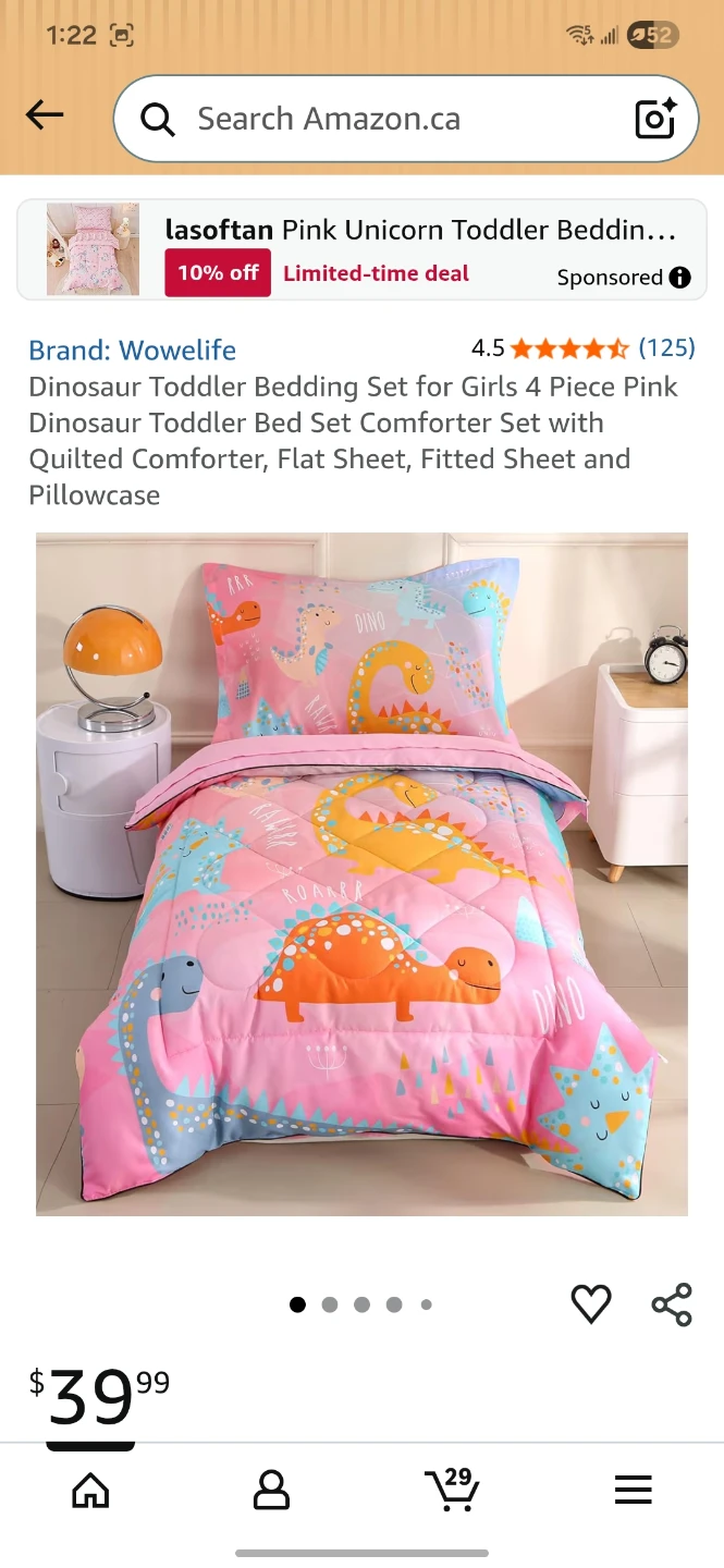 WowelDinosaur Toddler Bedding Set - Pink Unicorn