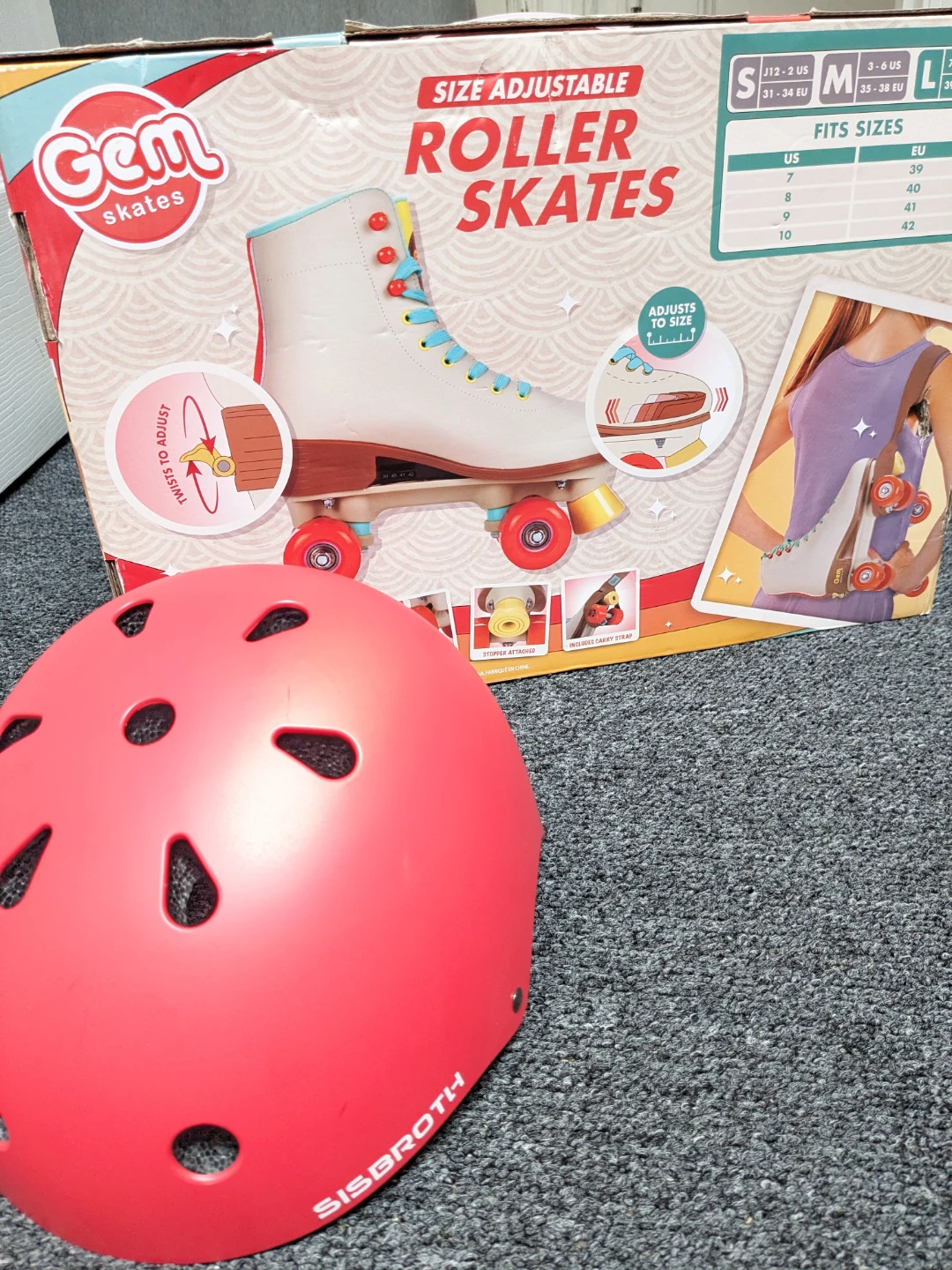 Adult/ Kids Size Adjustable Roller Skates + Sports Helmet - photo 4