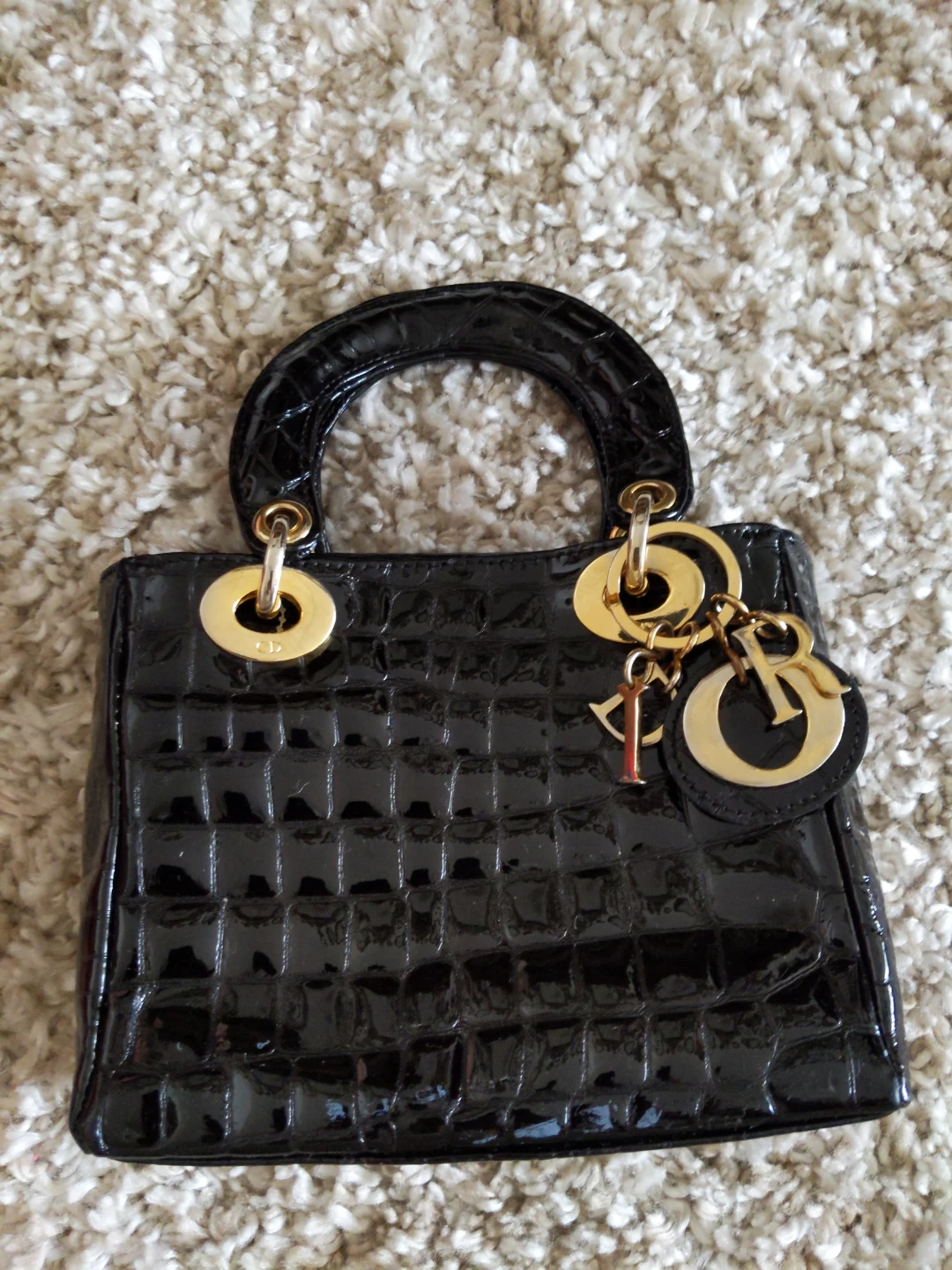 Christian Dior  Black Patent Leather Handbag