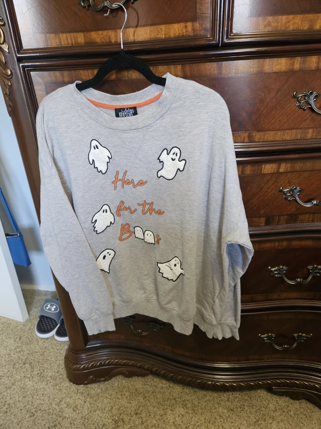 Feeling Festive "Here for the Boos" Ghost Graphic Sweater