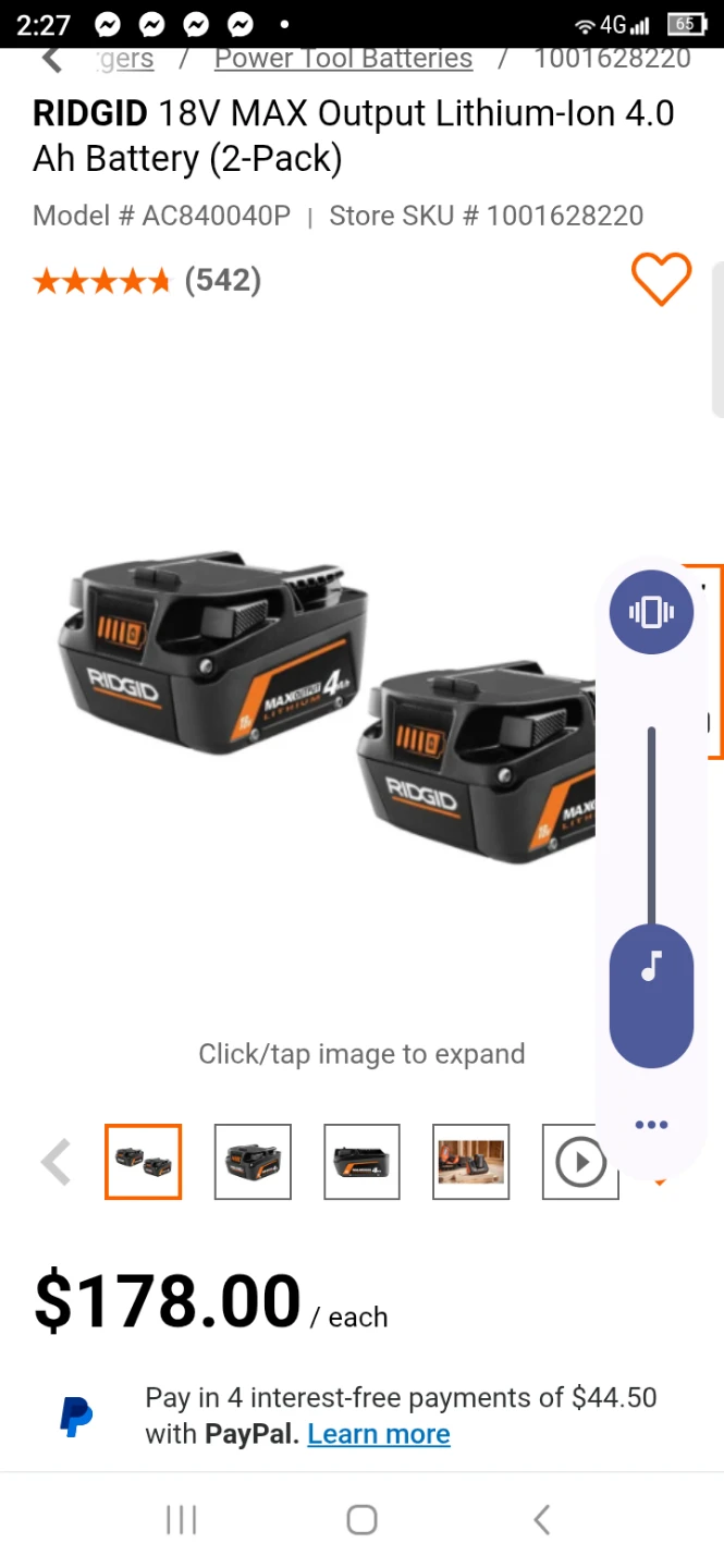 RIDGID 18V MAX Output Lithium-ion 4.0Ah Battery (2-Pack) - photo 2