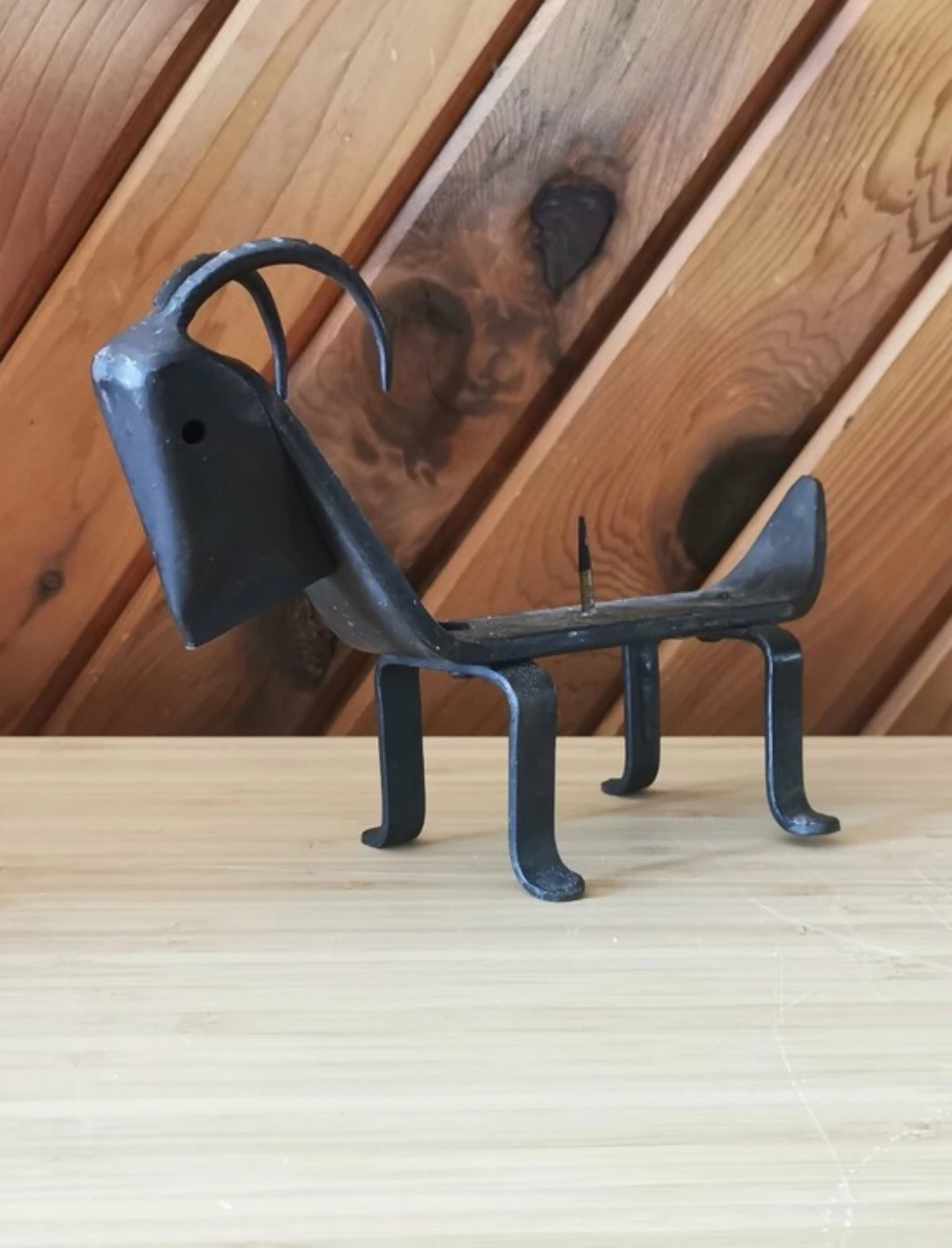 Vintage Brutalist Forged Iron Goat Candle Holder Mid Century - photo 2