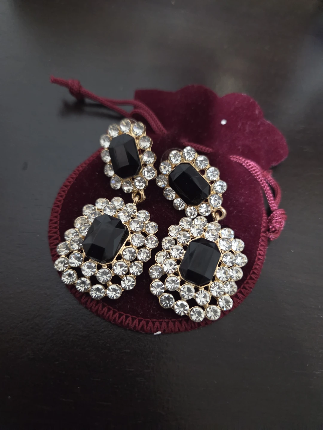 Statement Black and Crystal Dangle Earrings