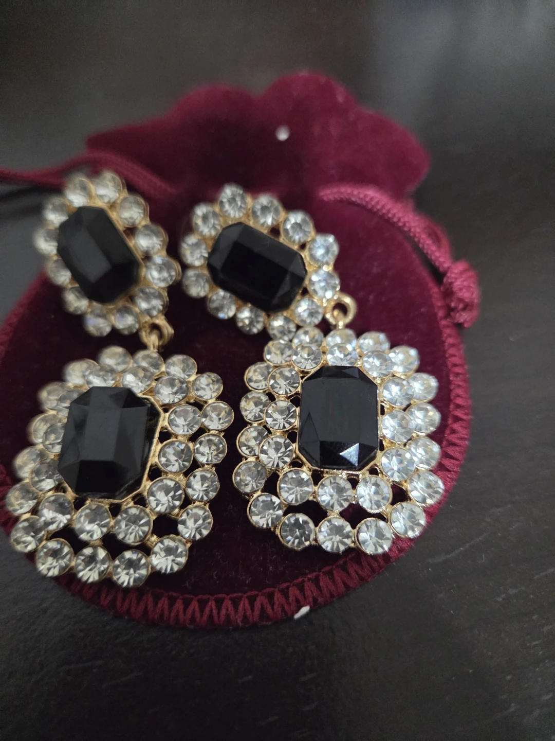 Statement Black and Crystal Dangle Earrings - photo 2