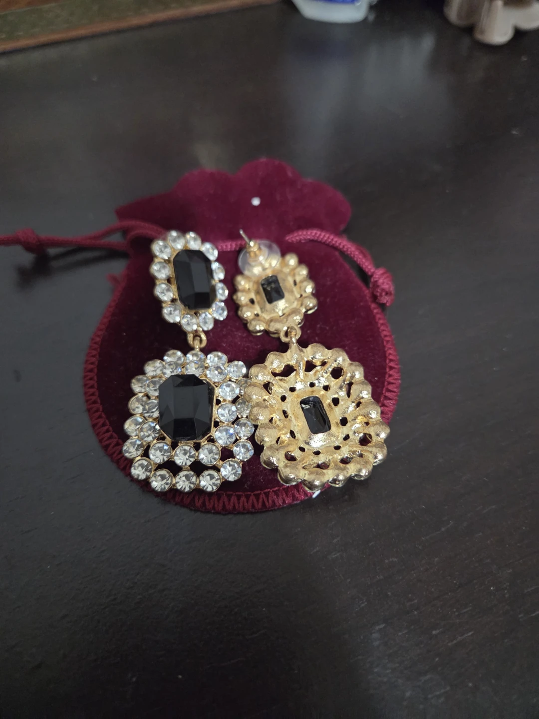 Statement Black and Crystal Dangle Earrings - photo 3