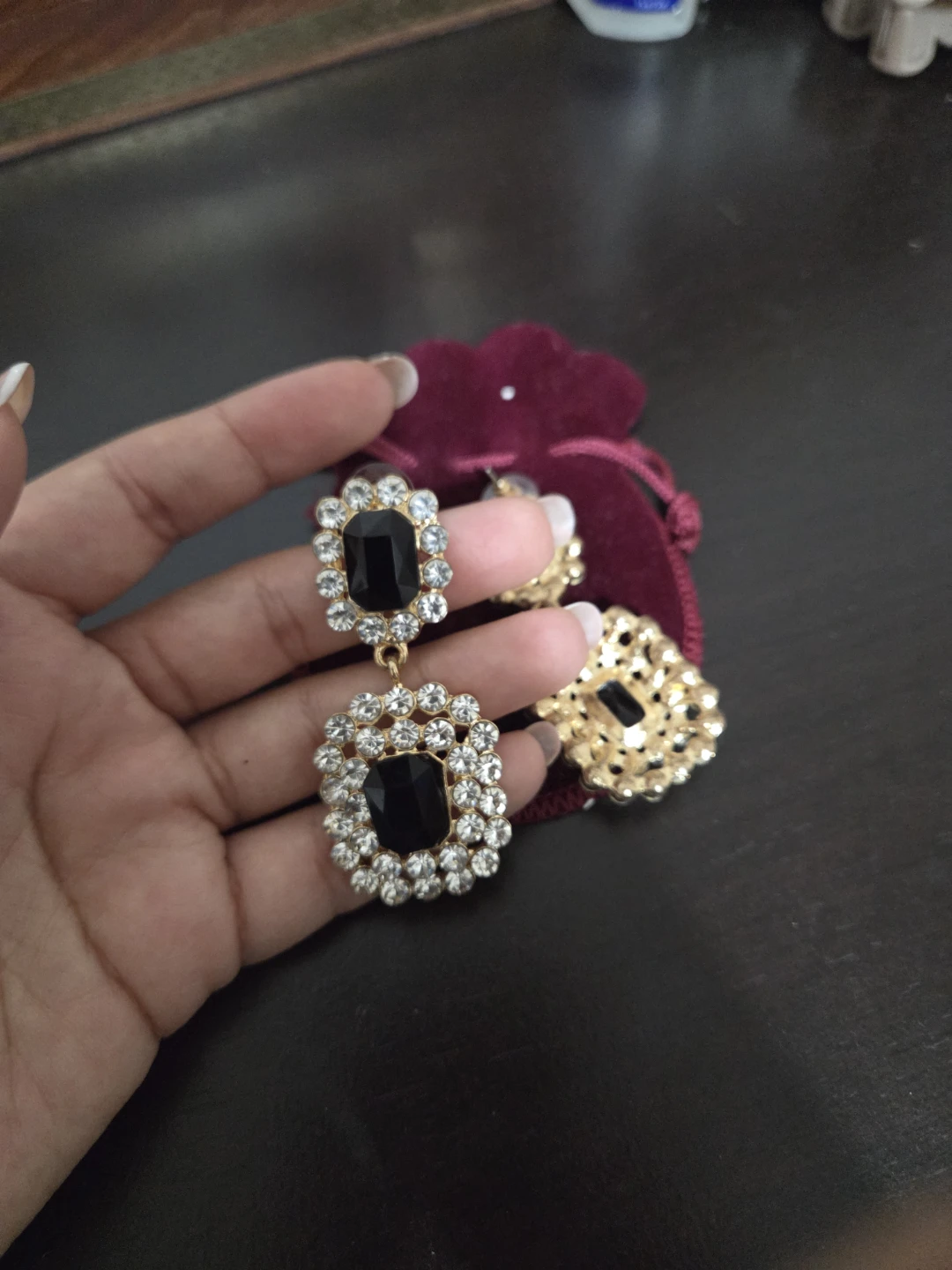 Statement Black and Crystal Dangle Earrings - photo 4
