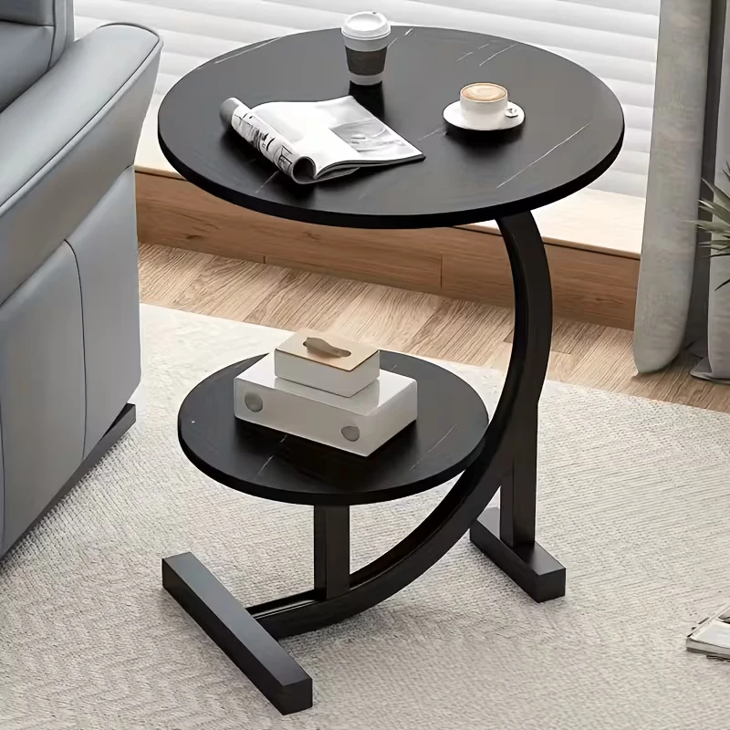 Brand New Modern C-Shaped Side Table – Black Marble-Look Finish - photo 2