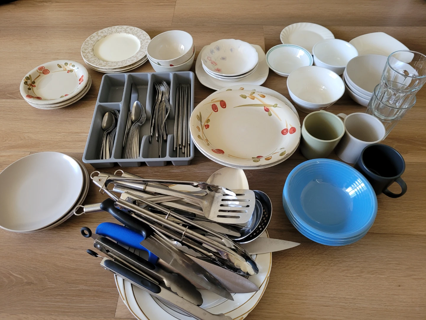 Assorted Kitchenware - Plates, Bowls, Cutlery & Utensils