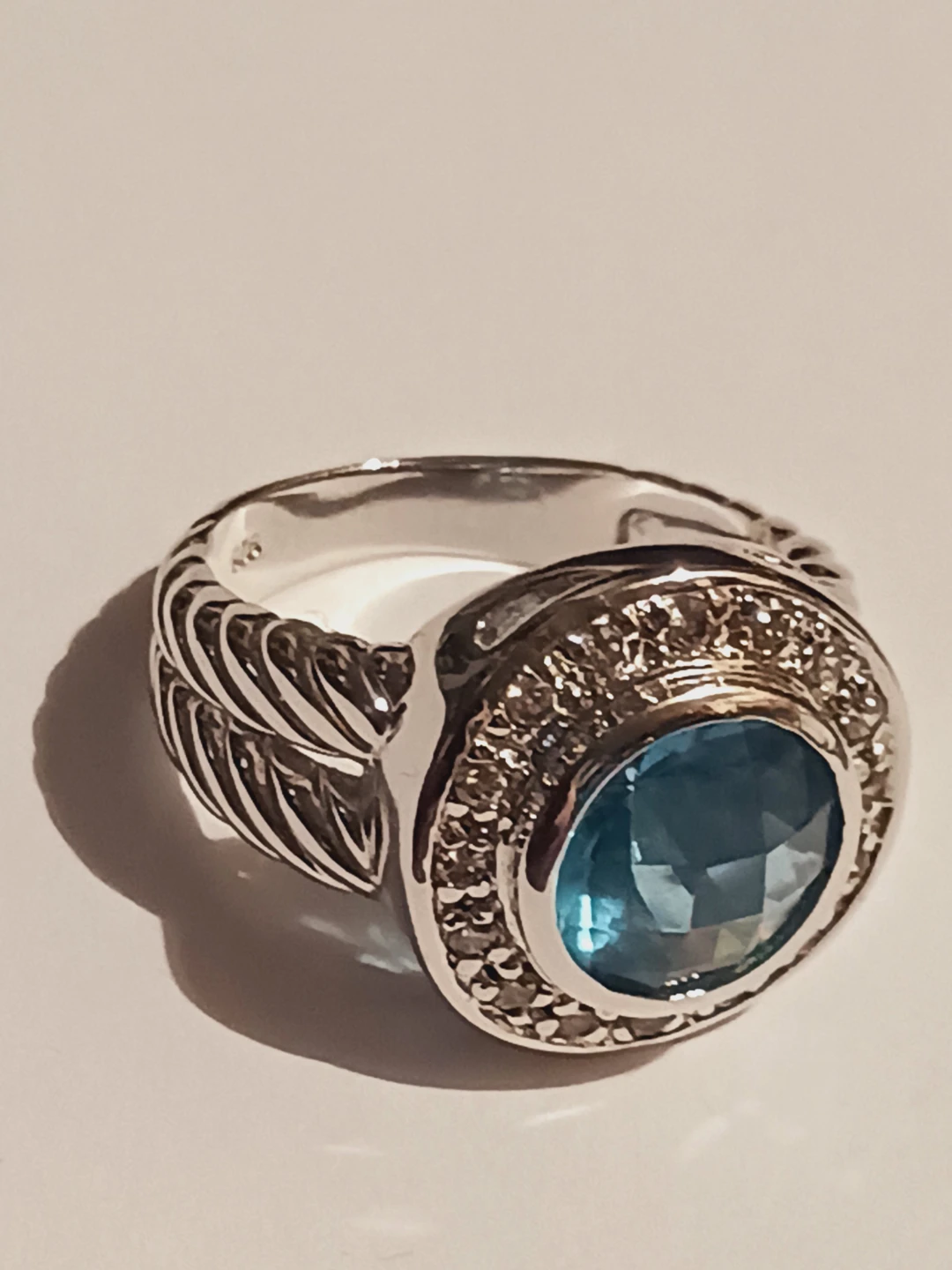 New !! Sterling Silver 925 Blue Gemstone Ring. Size 8.5