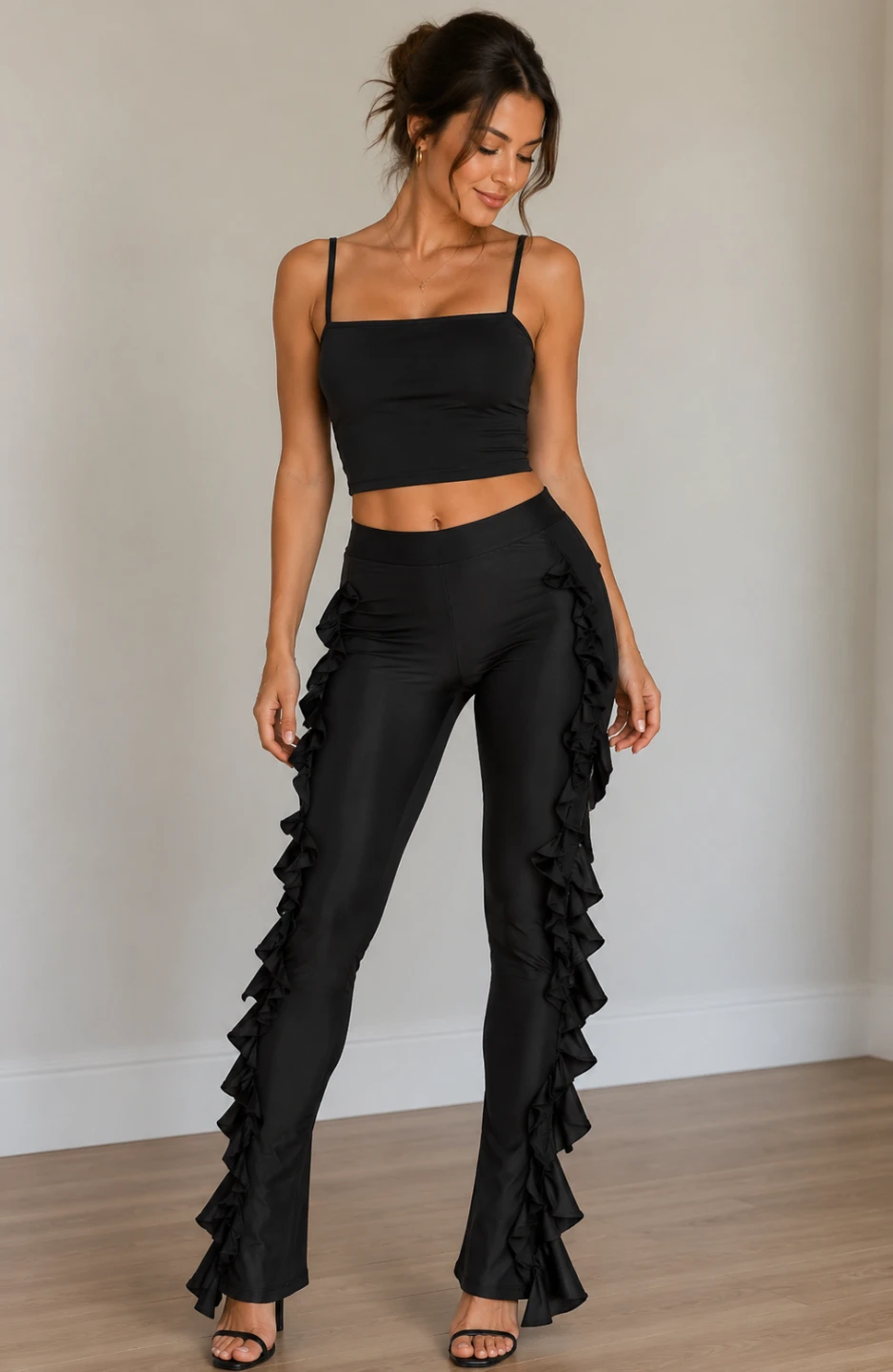Black Ruffle Pants