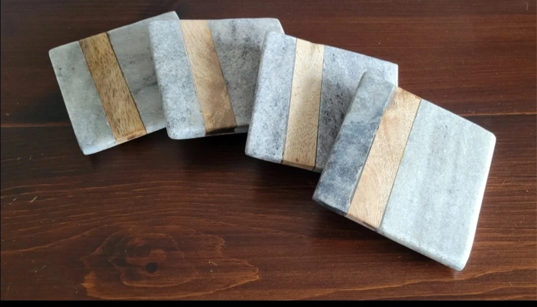 Creative Co-Op Marble Coasters (Set of 4)