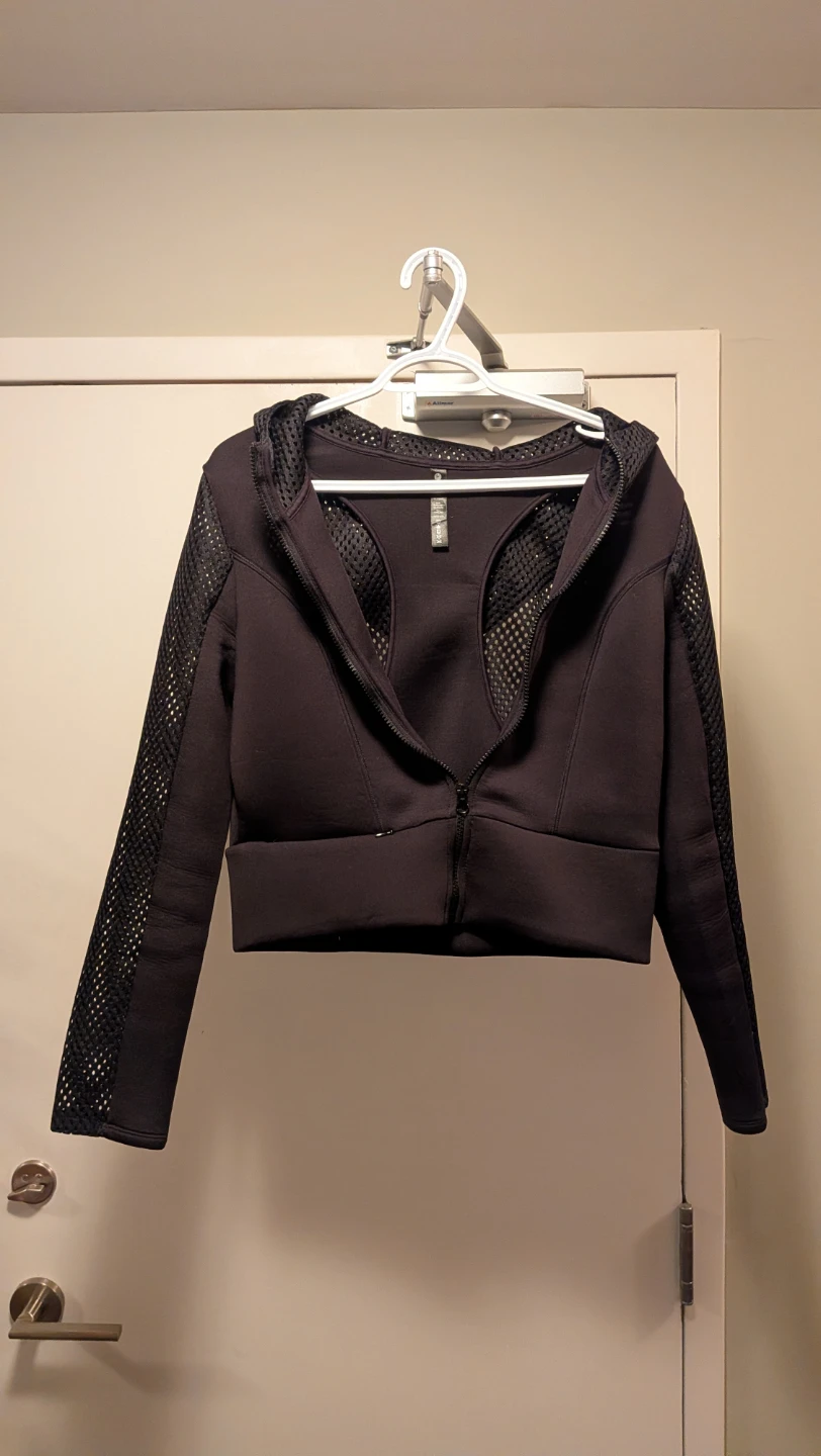 Black Cropped Zip-Up Hoodie - photo 3