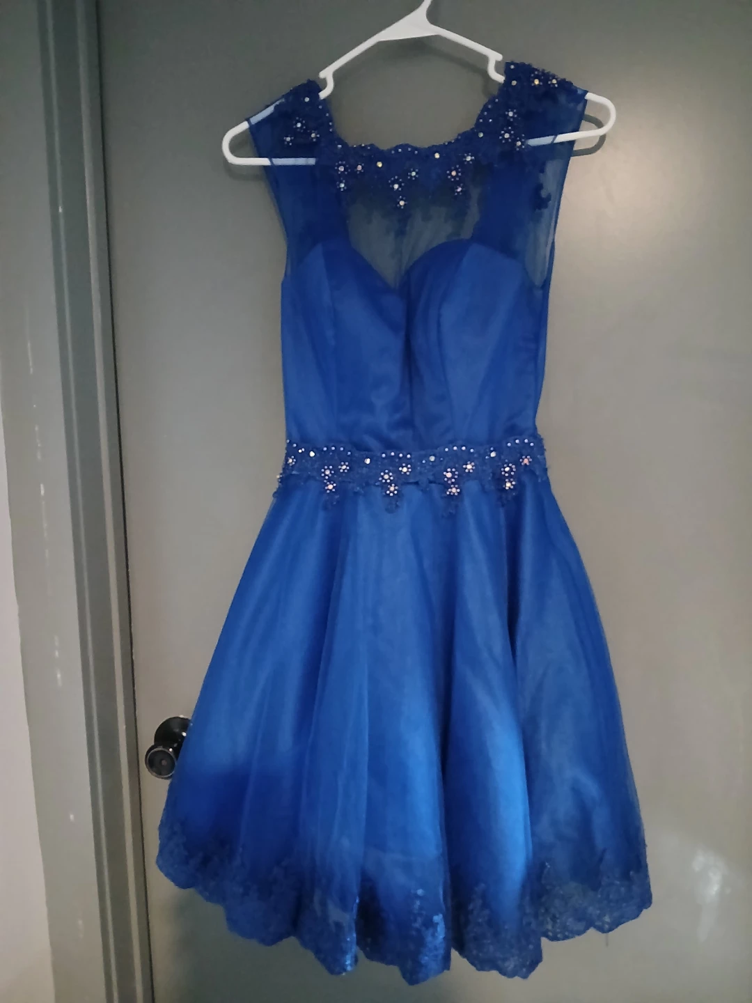 Royal Blue Lace Embellished Cocktail Dress - photo 2