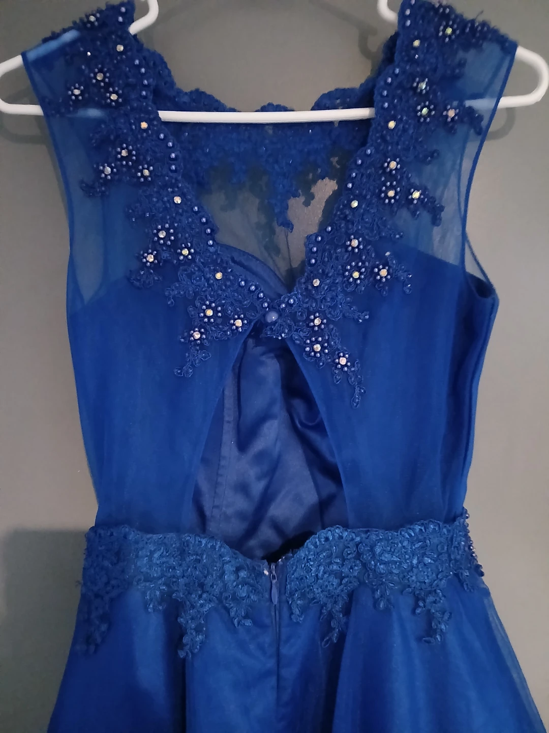 Royal Blue Lace Embellished Cocktail Dress - photo 4