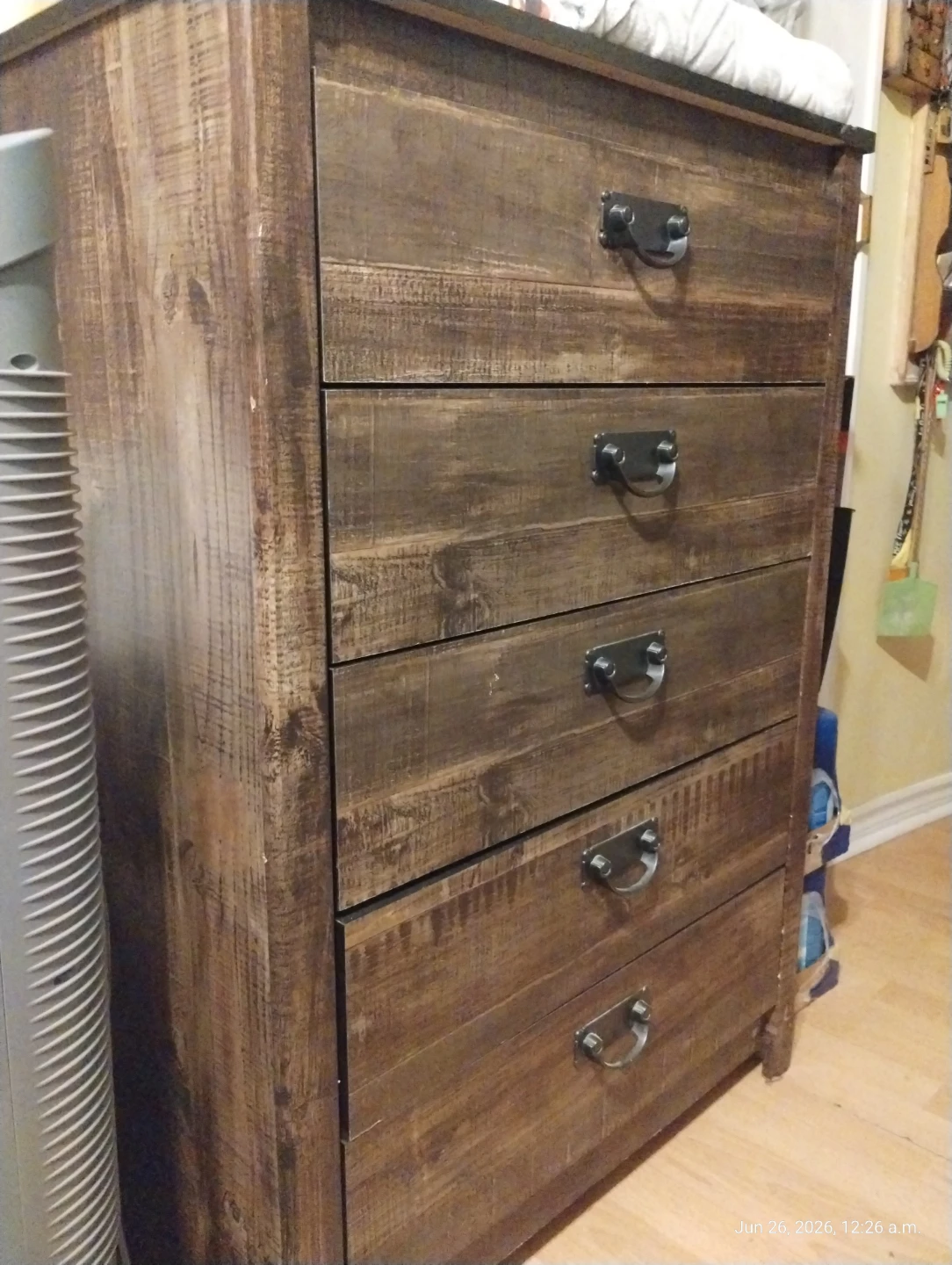 Rustic Wood 5-Drawer Dresser