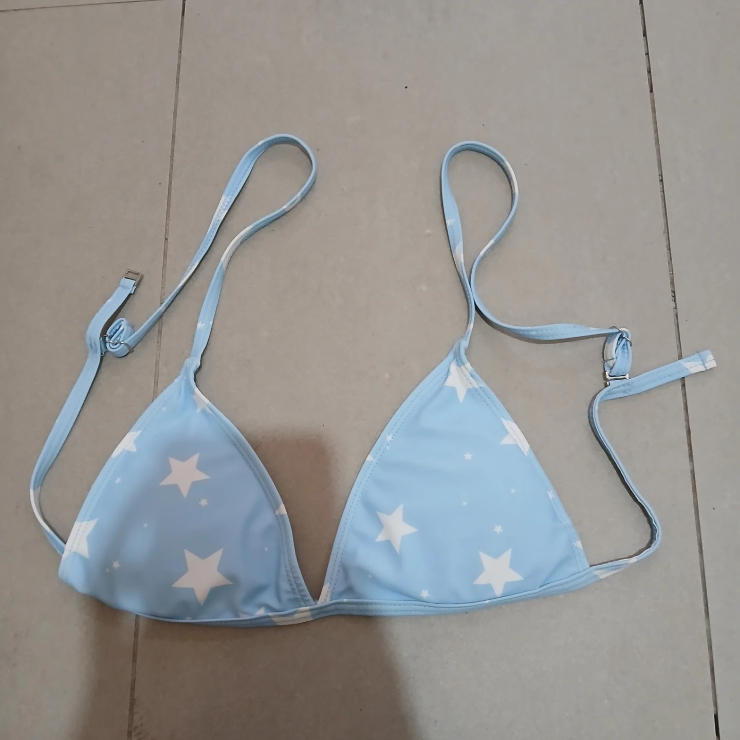 ⚽ Blue Star Print Bikini Top