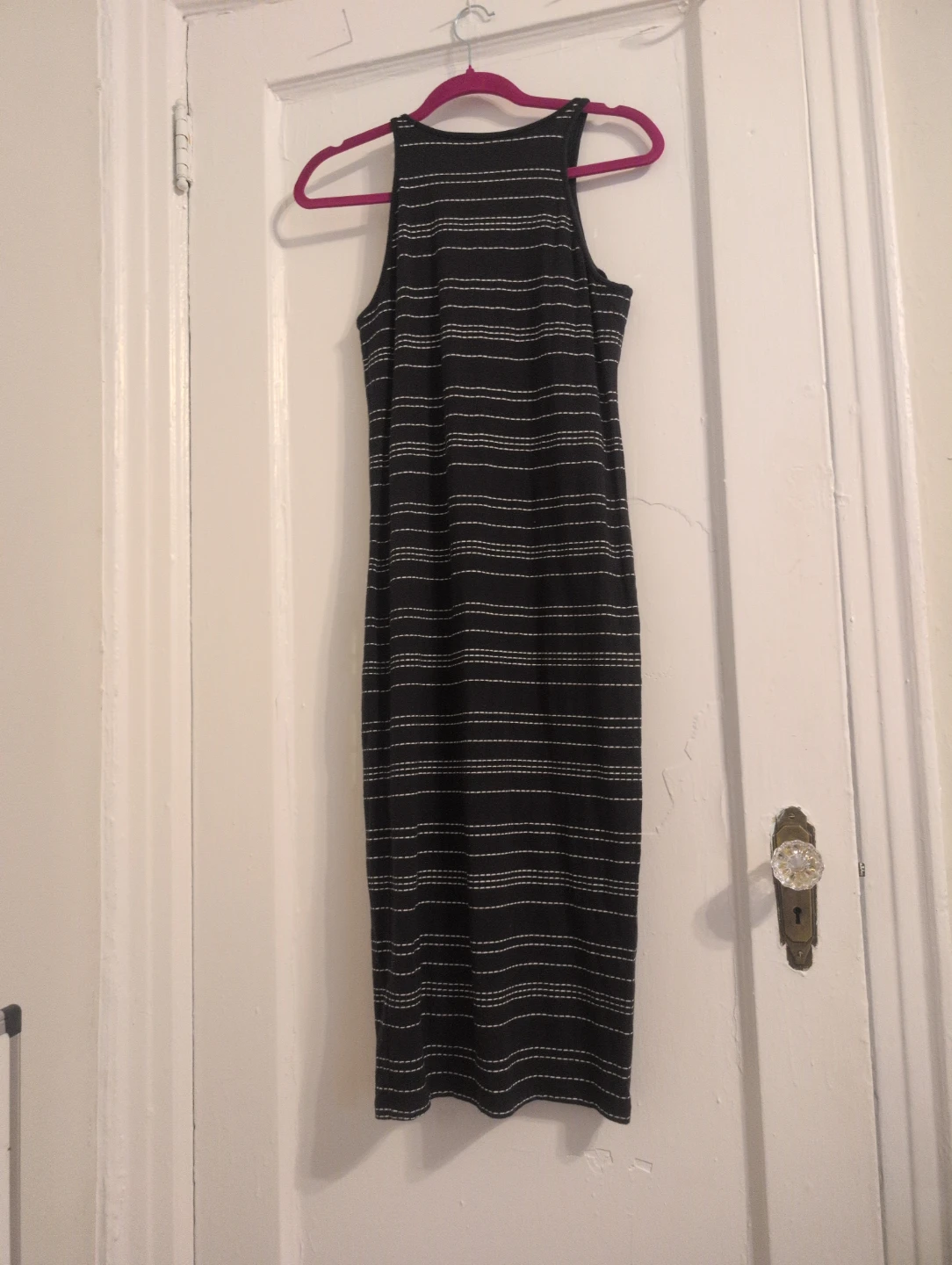 Athleta black knit stripe bodycon sundress-small