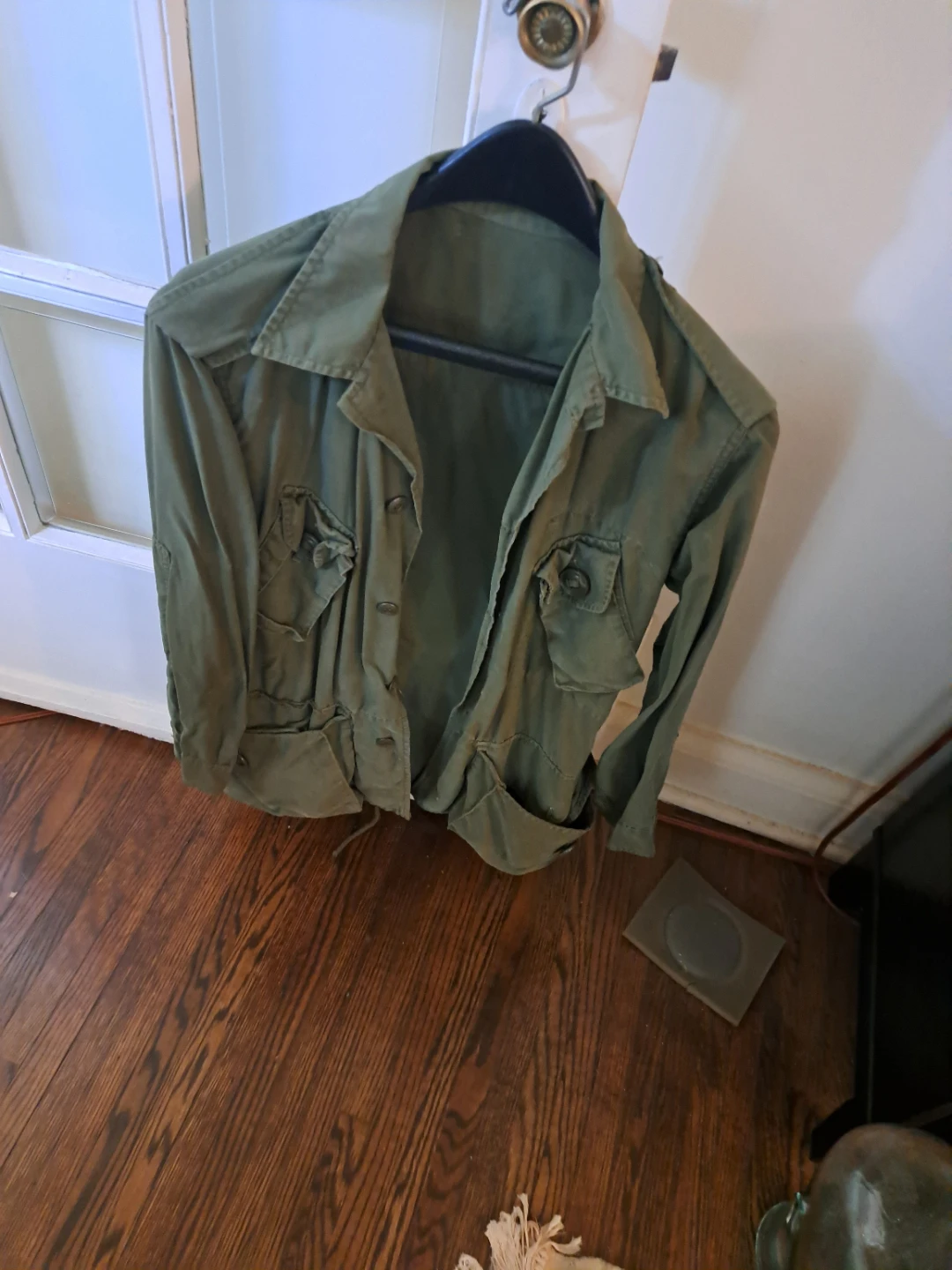 Olive Green Vintage Military Style Jacket and Pants Set - photo 2