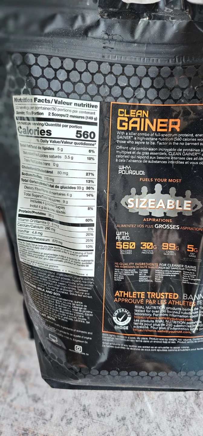 Rival Nutrition Clean Gainer - Chocolate Fudge - photo 2