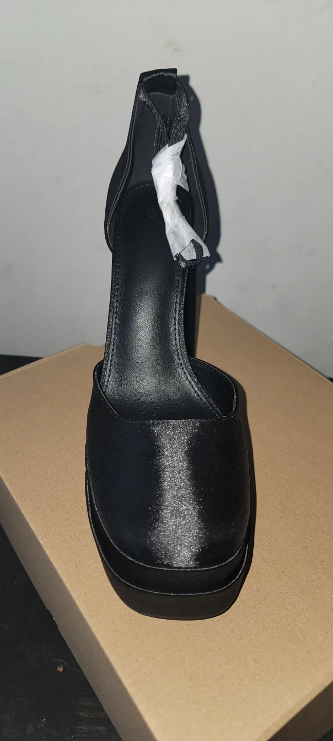 VETASTE Women's Black Platform Chunky High Block Heels - photo 4