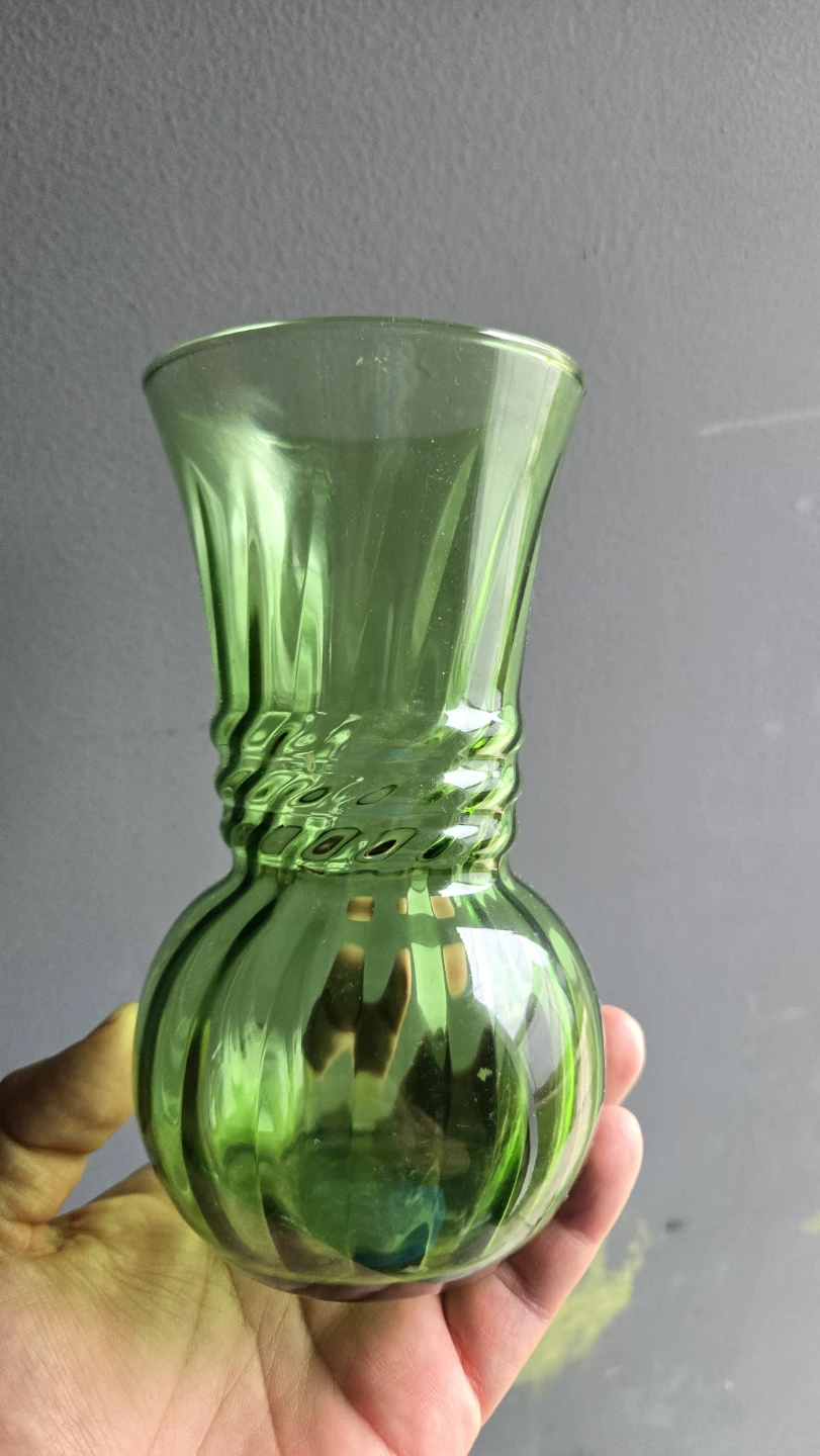 Small Green flower Glass Vase