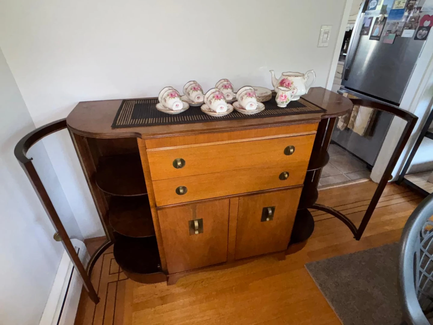 Vintage Wood Cabinet with Glass Doors - photo 3
