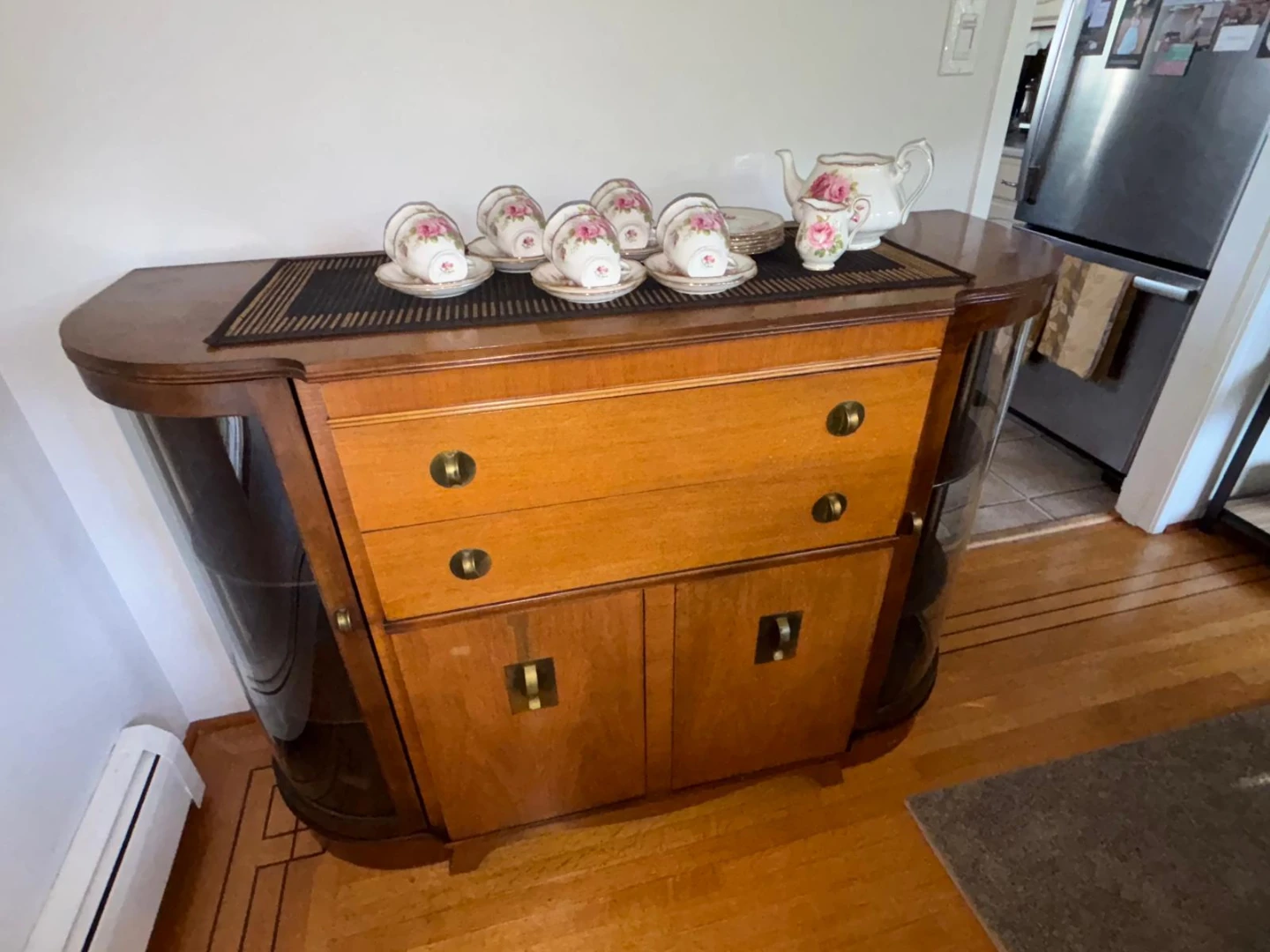 Vintage Wood Cabinet with Glass Doors - photo 4