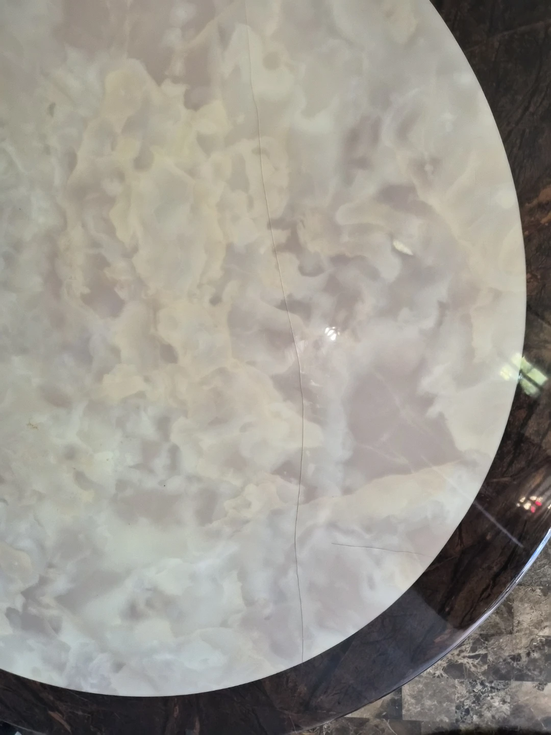 Round Dining Table with Marble Inlay and Swivel Tray - photo 2