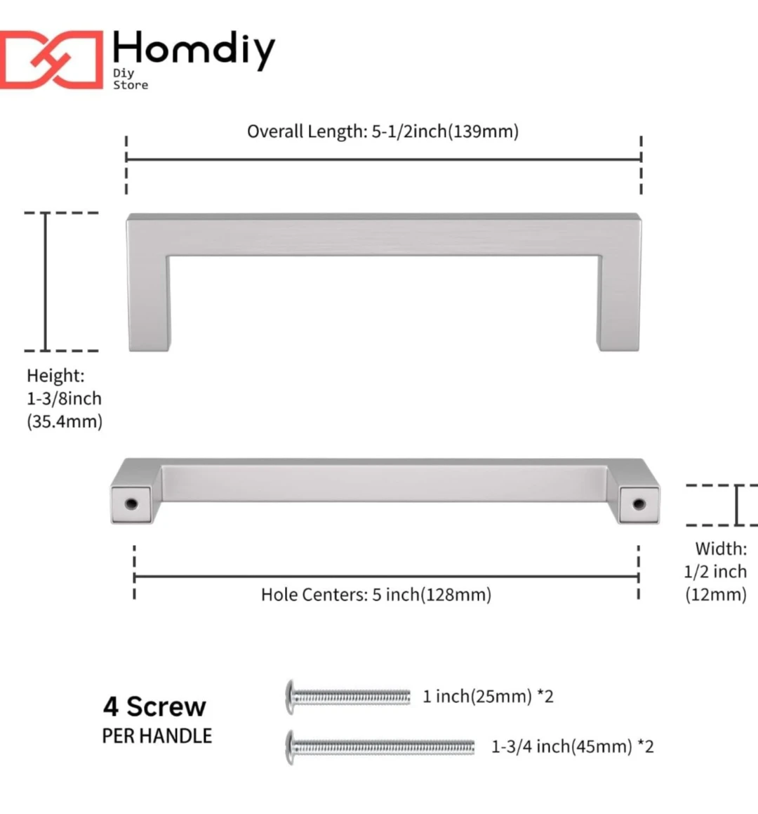 Homdiy Brushed Nickel Kitchen Cabinet Drawer Handles - 25 Pack - photo 3