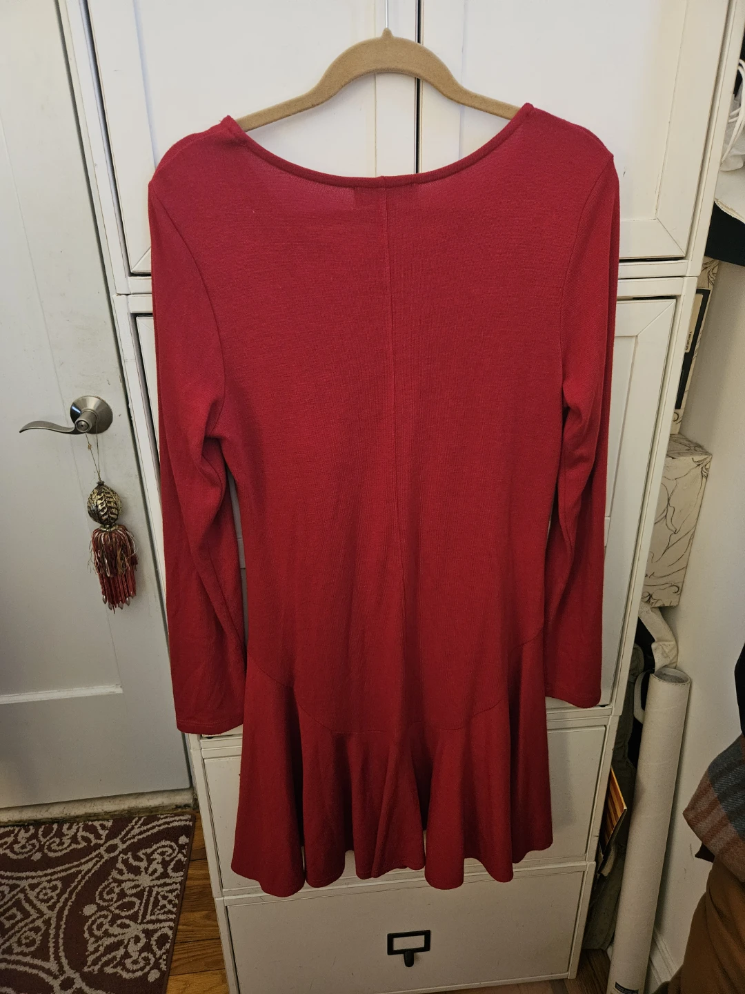 Karen Kane Red Long Sleeve Fit and Flare Dress - photo 2