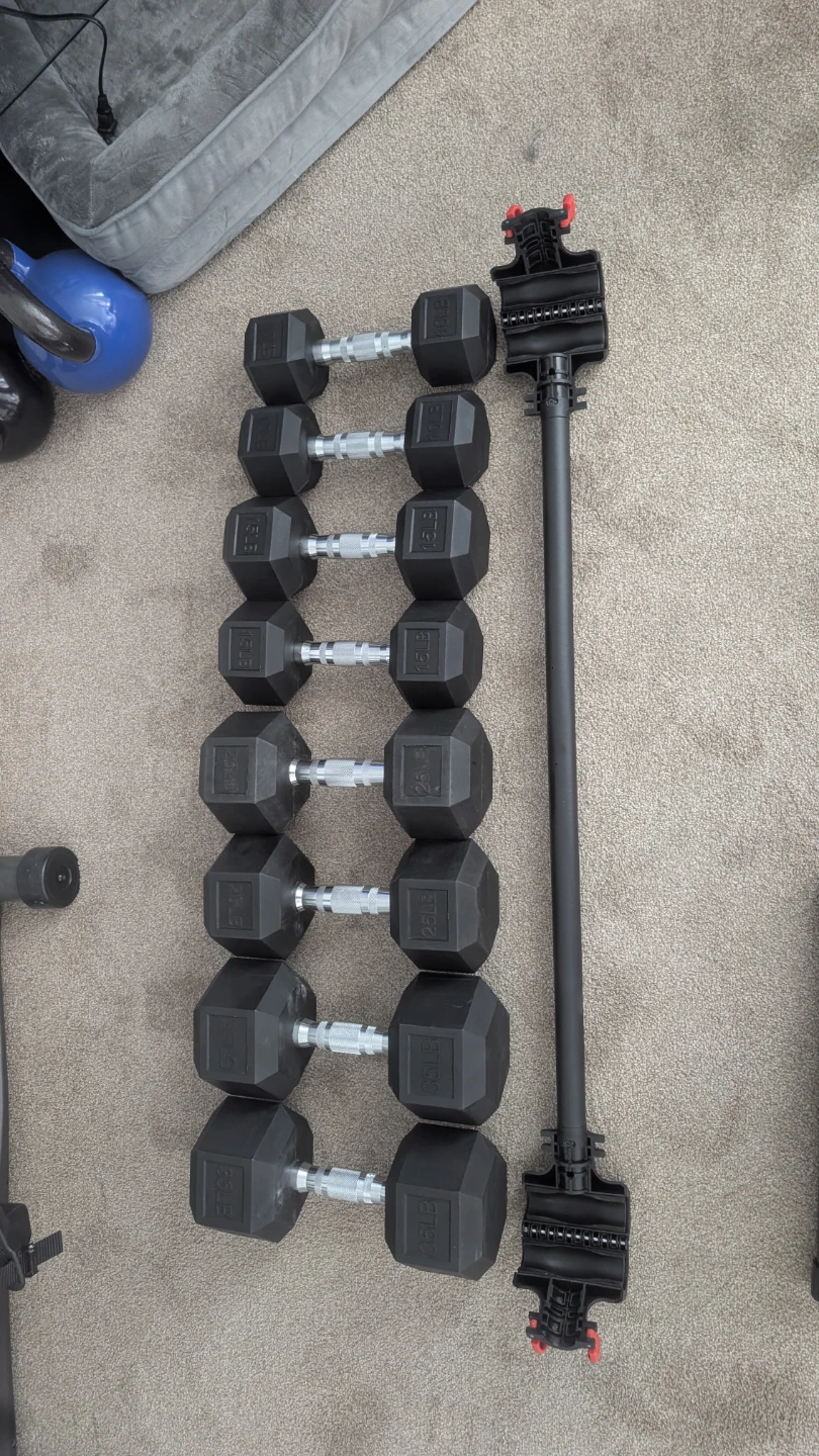 Adjustable bench and dumbbells