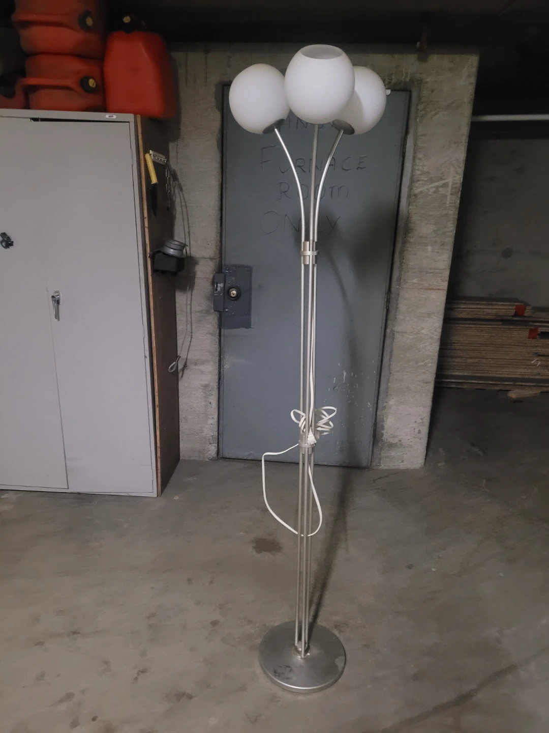Silver Floor Lamp with 3 Frosted Globe Shades
