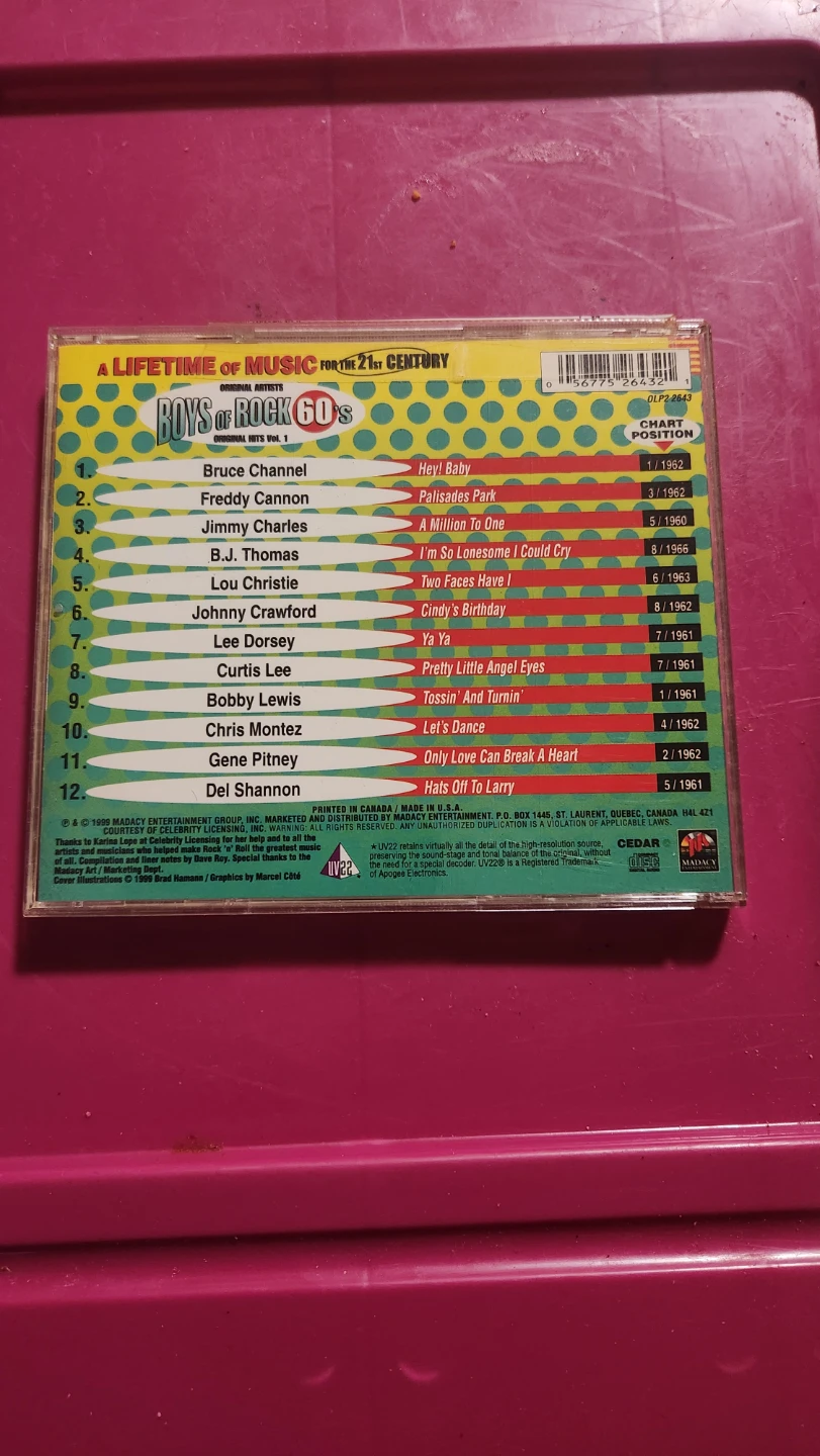 ⚽ Boys of Rock 60's Vol. 1 Original Hits CD - photo 2