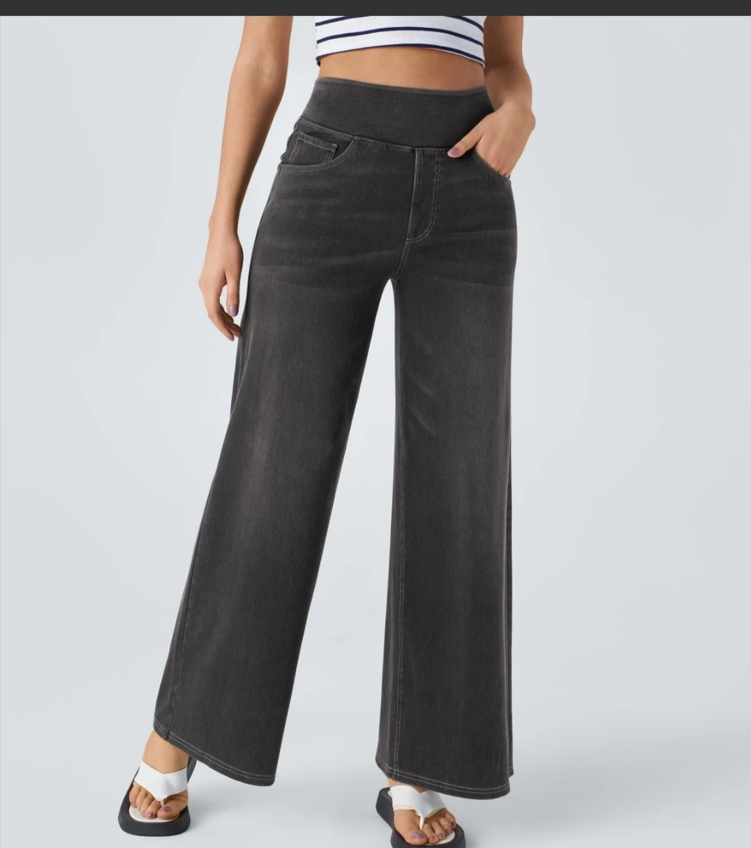 Halara Women's Wide-Leg Denim Pants - Size L