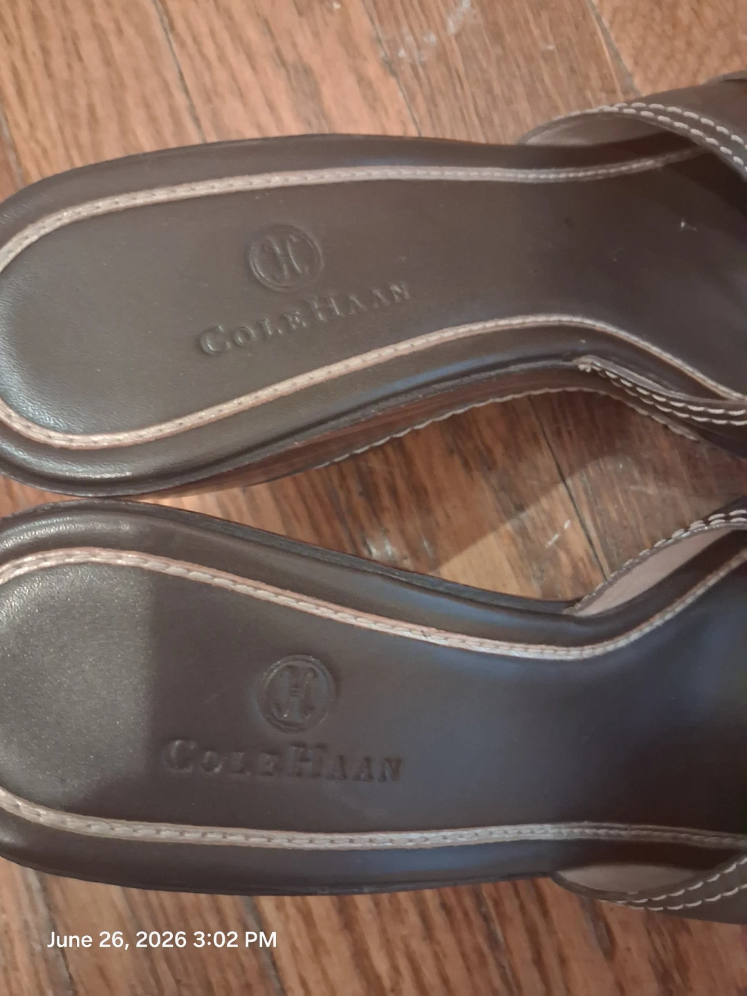 Cole Haan Wedge Sandals Brown Leather Women's Size 9 - photo 5