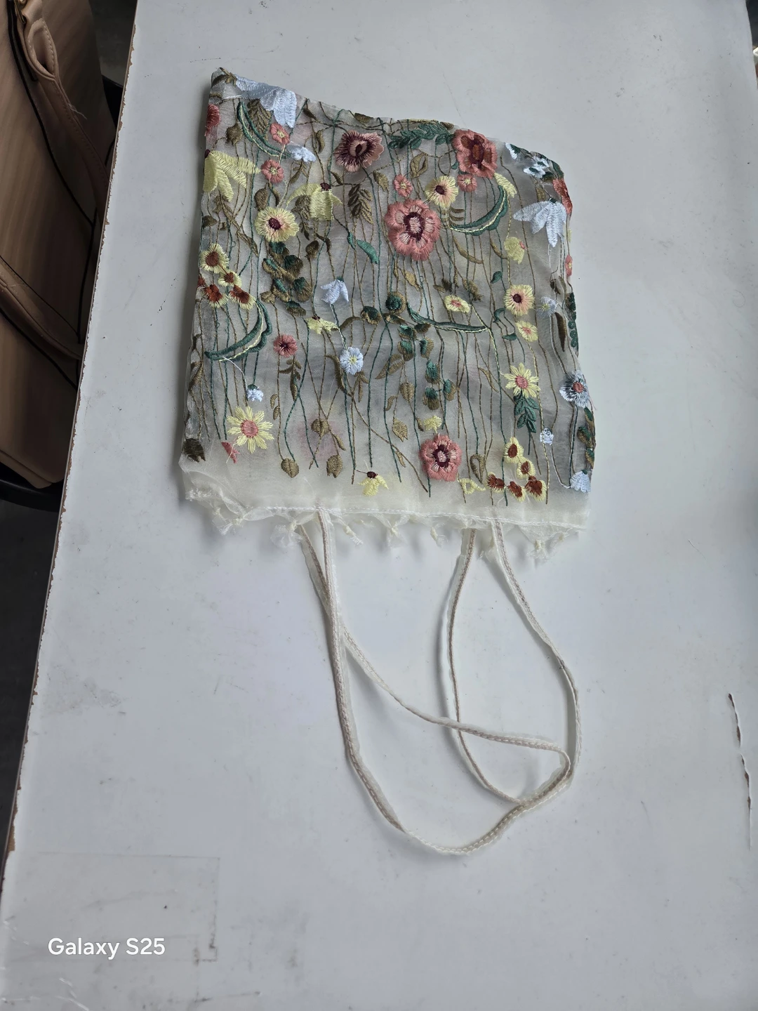 Sheer Embroidered Floral Tote Bag - photo 3