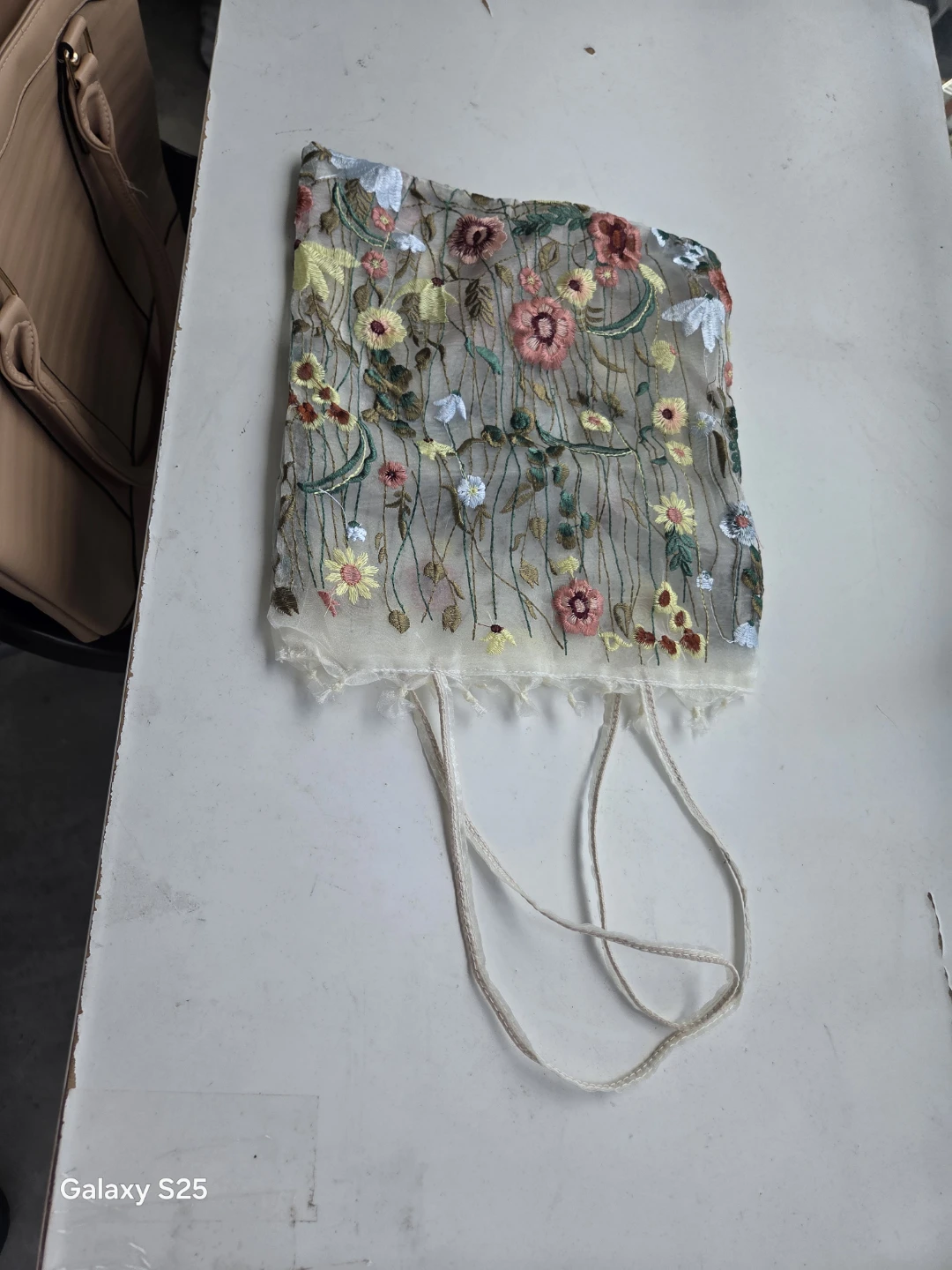 Sheer Embroidered Floral Tote Bag - photo 4