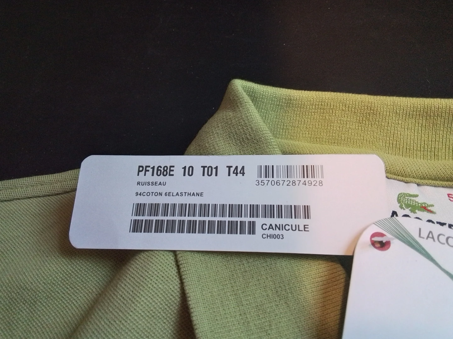Unworn Lacoste Pique Stretch Polo - Olive Green - Size 5 (L) - photo 4