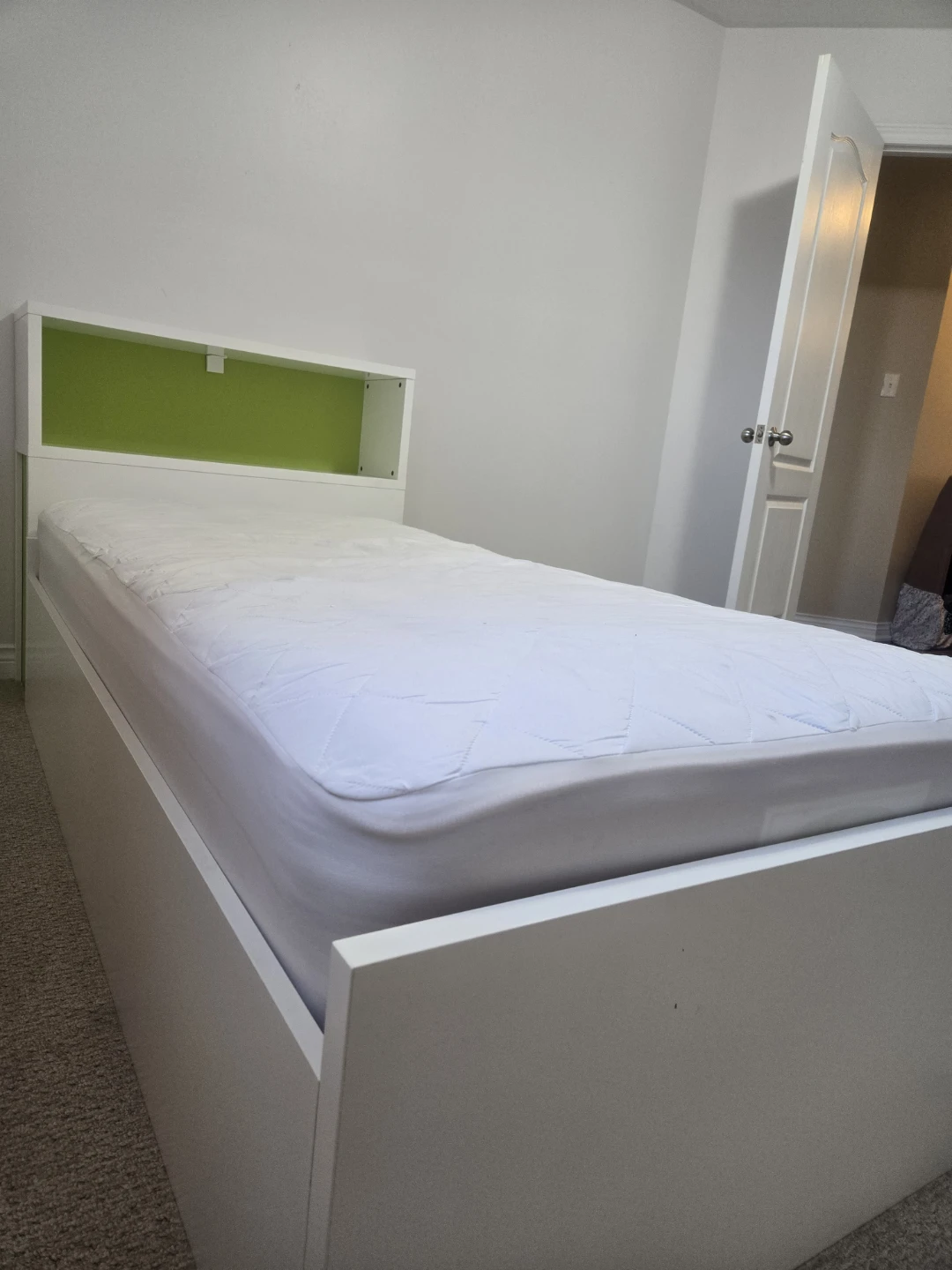 White Single Bed Frame with Storage