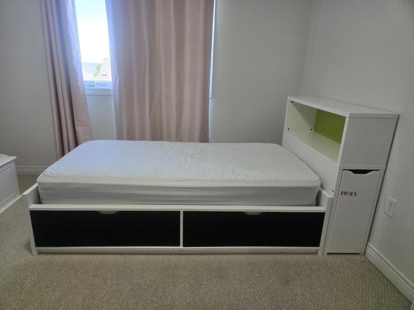 White Single Bed Frame with Storage - photo 2