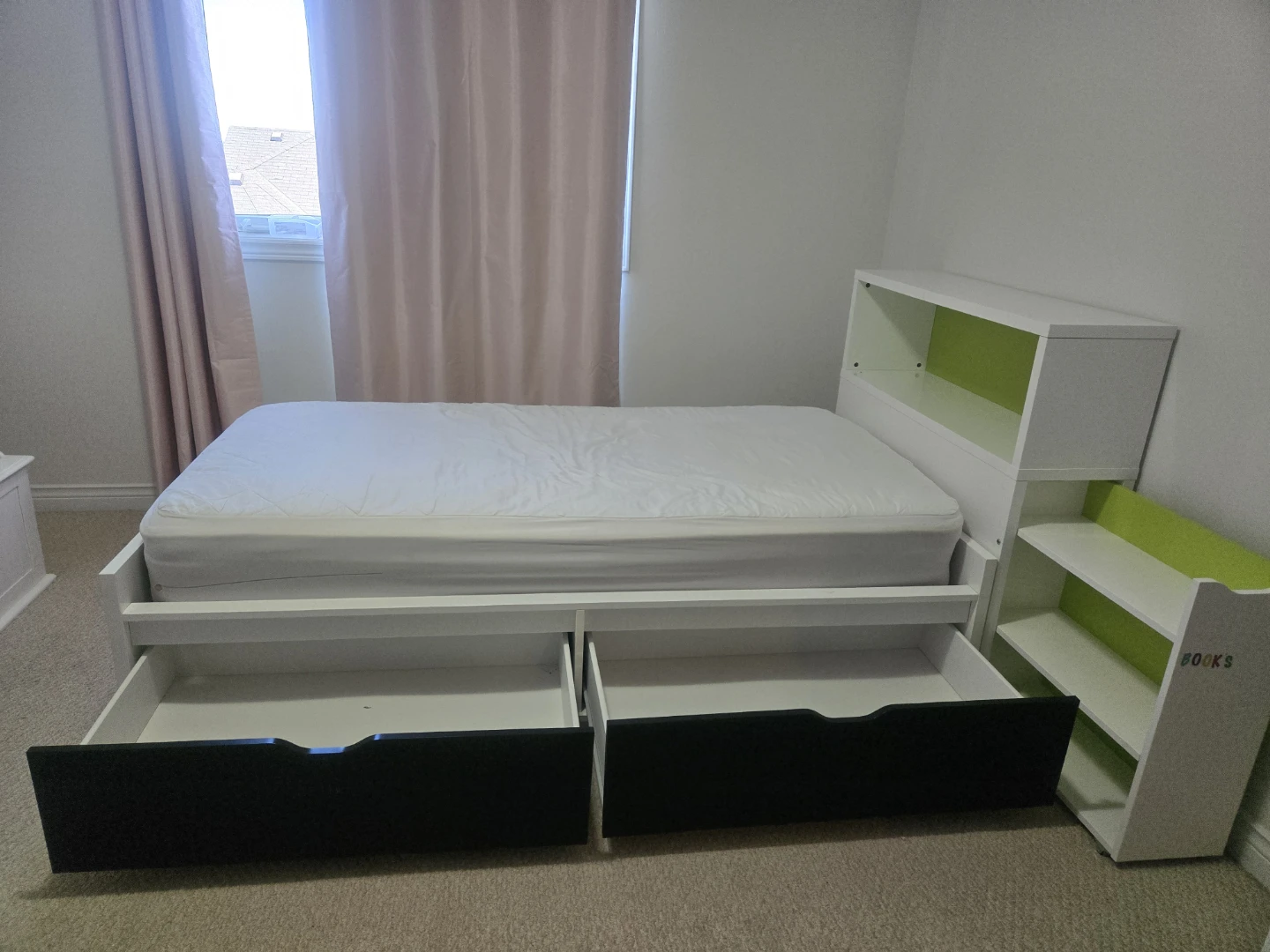 White Single Bed Frame with Storage - photo 5