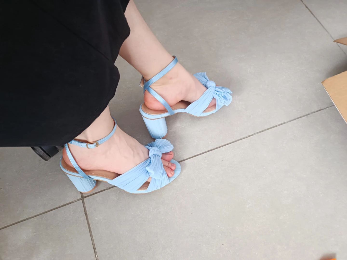 Light Blue Pleated Bow Heels - photo 2