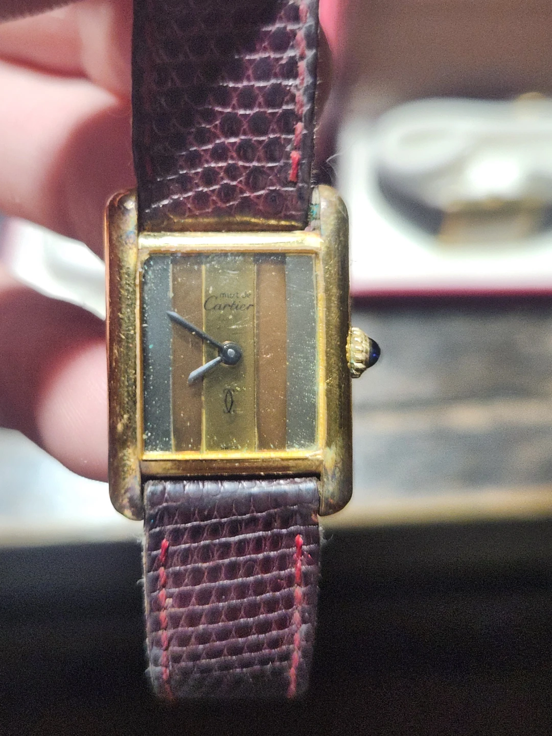 Cartier Argent Plaque OR G 20m Swiss Watch - photo 4