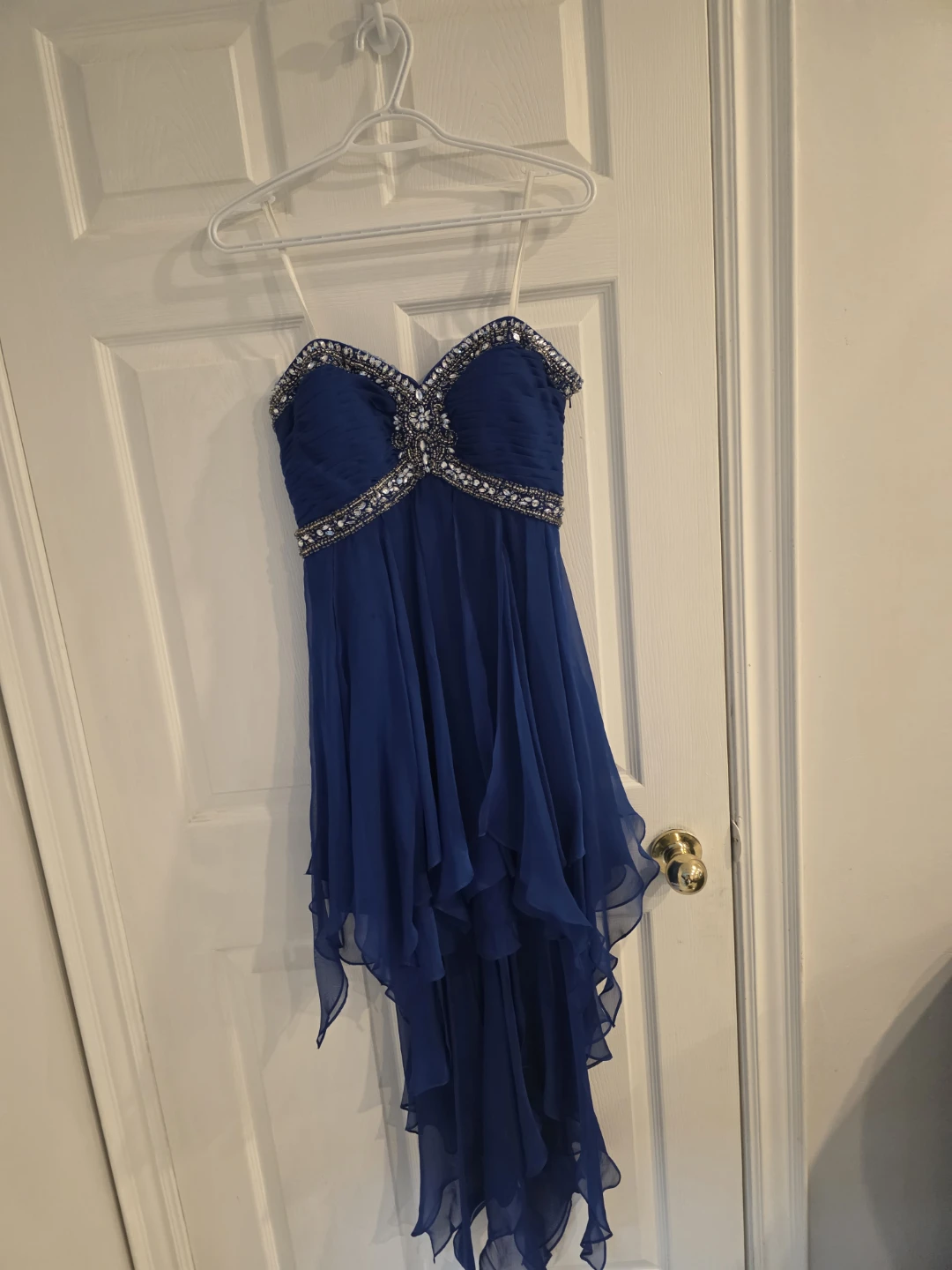 Blue Beaded Strapless High-Low Dress - photo 2
