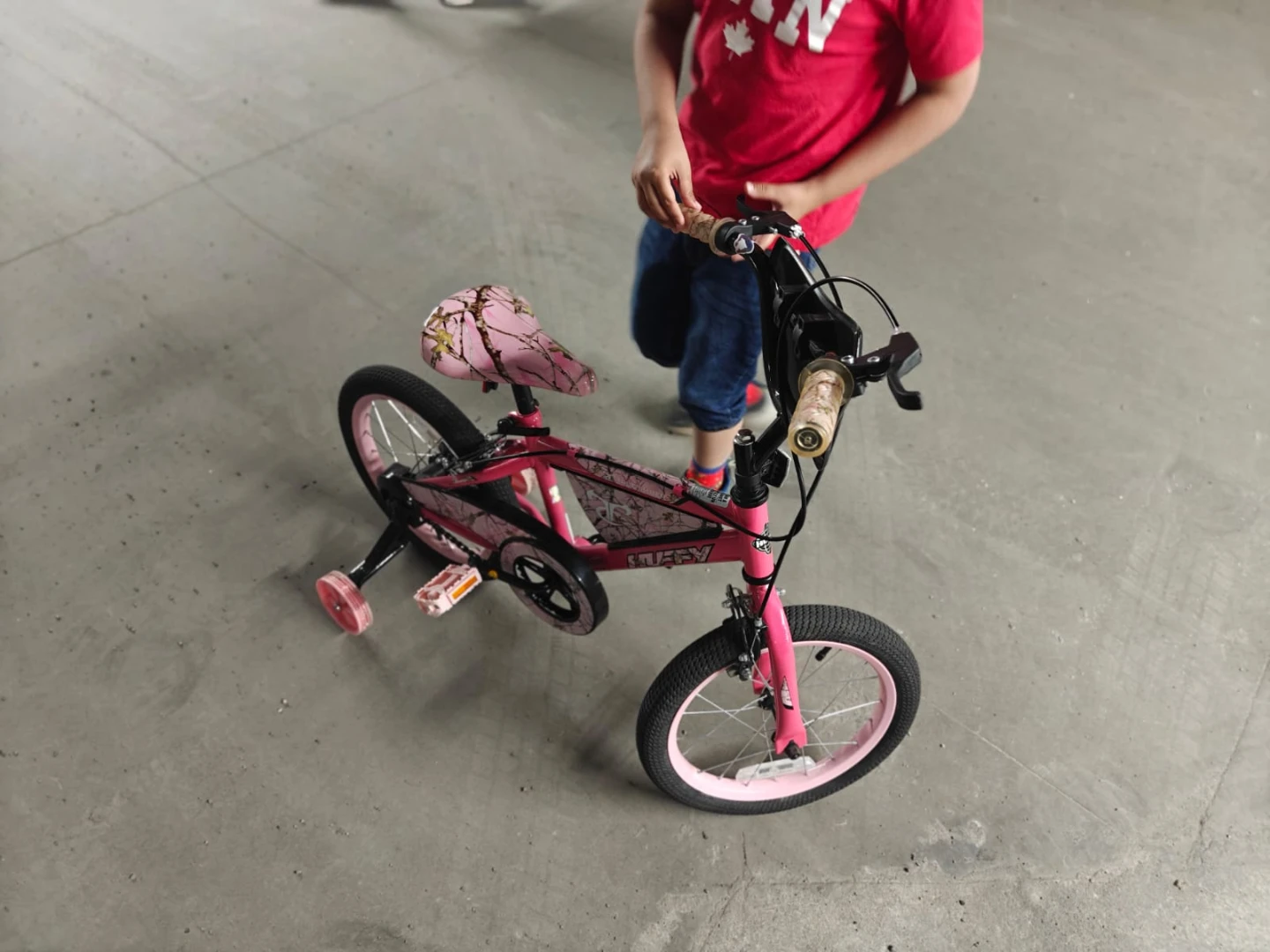 Kids Pink Bike with Training Wheels